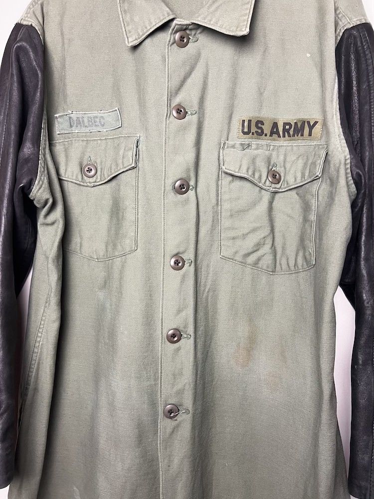 Vintage Vintage 60's-70's US Army Shirt Jacket w Leather Sleeves Size US S / EU 44-46 / 1 - 6 Thumbnail