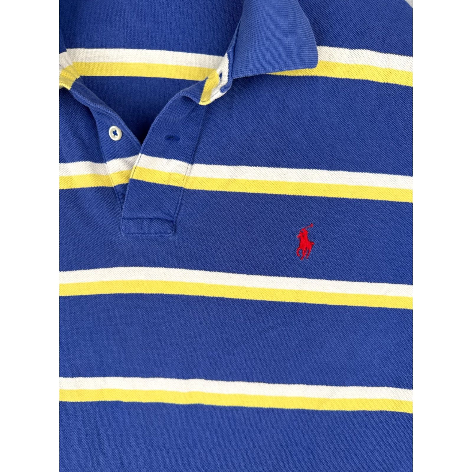 Ralph Lauren VINTAGE Ralph Lauren Polo Shirt Adult Large Blue Yellow White Stripe 100% Cotton Size US L / EU 52-54 / 3 - 6 Thumbnail