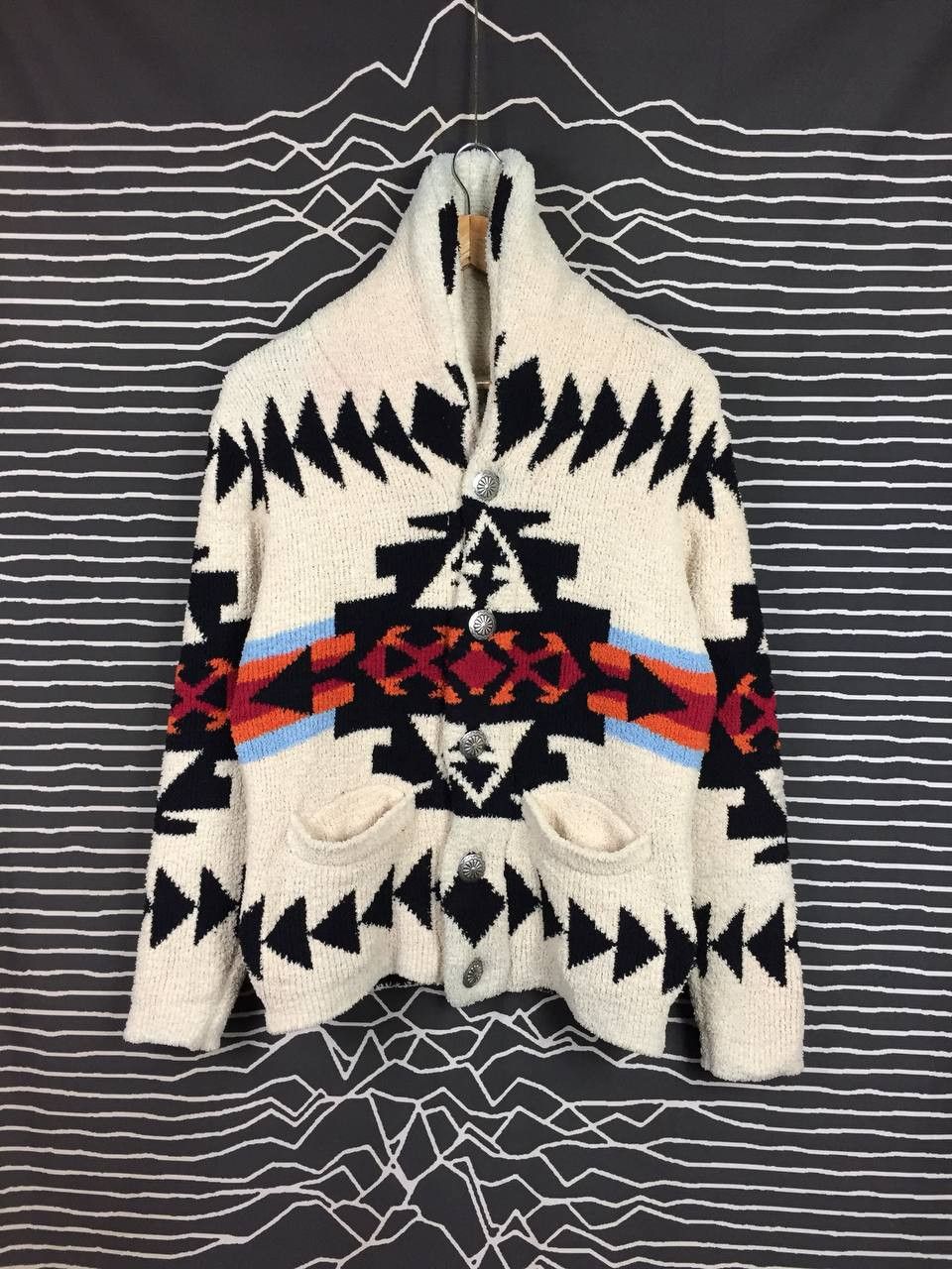 Vintage Life is Mocoa's Aztec Native Shawl Collar Cardigan Sweater Size US M / EU 48-50 / 2 - 2 Thumbnail