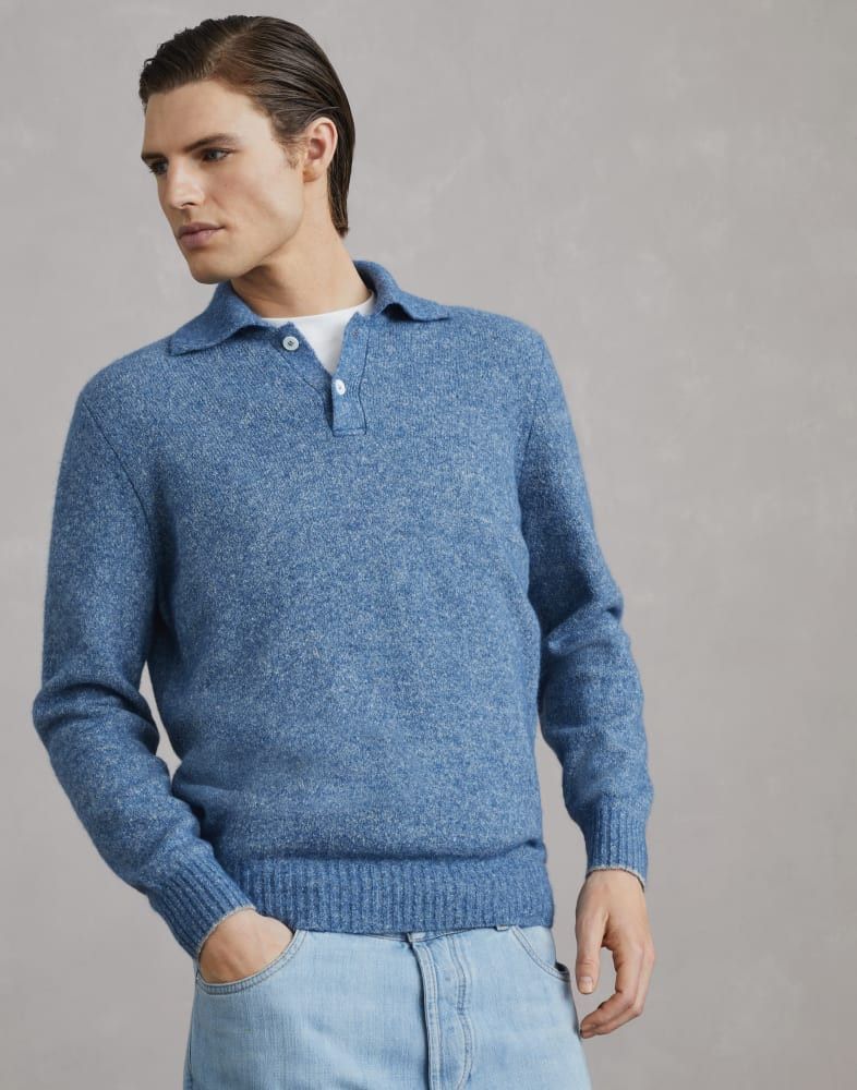Brunello Cucinelli o1w1db10825 Polo Sweater in Sky Blue Size US M / EU 48-50 / 2 - 1 Thumbnail