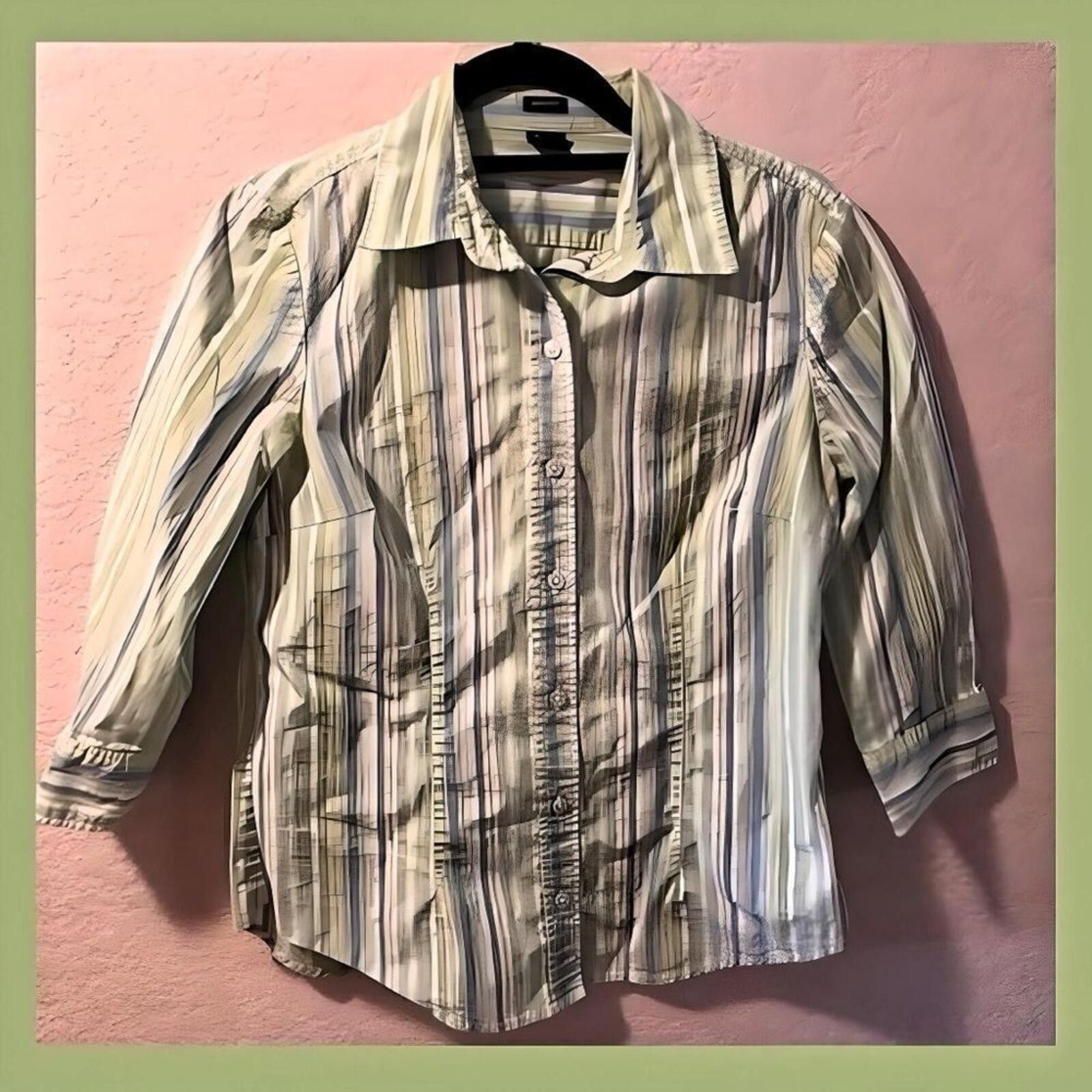 Gap Gap Women's Striped Button-Up Shirt with 3/4 Sleeves Size M / US 6-8 / IT 42-44 - 2 Thumbnail