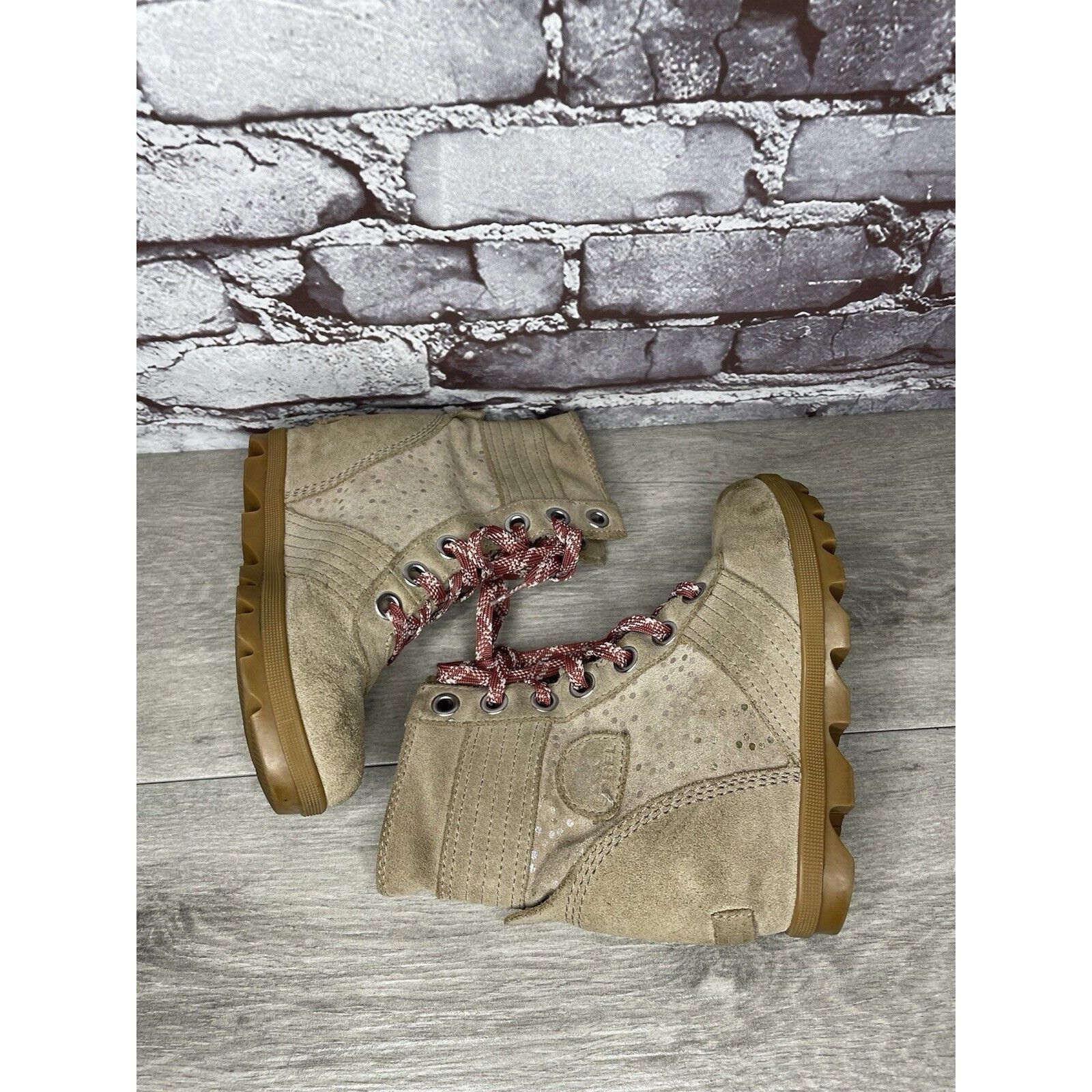 SOREL SOREL Joan of Arctic Wedge II Soft Taupe Suede Winter Lace U Size US 4 / IT 34 - 17 Thumbnail