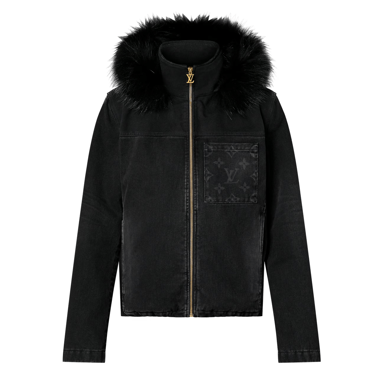 Louis Vuitton LOUIS VUITTON JACKET LEATHER MONOGRAM VARSITY DENIM ...
