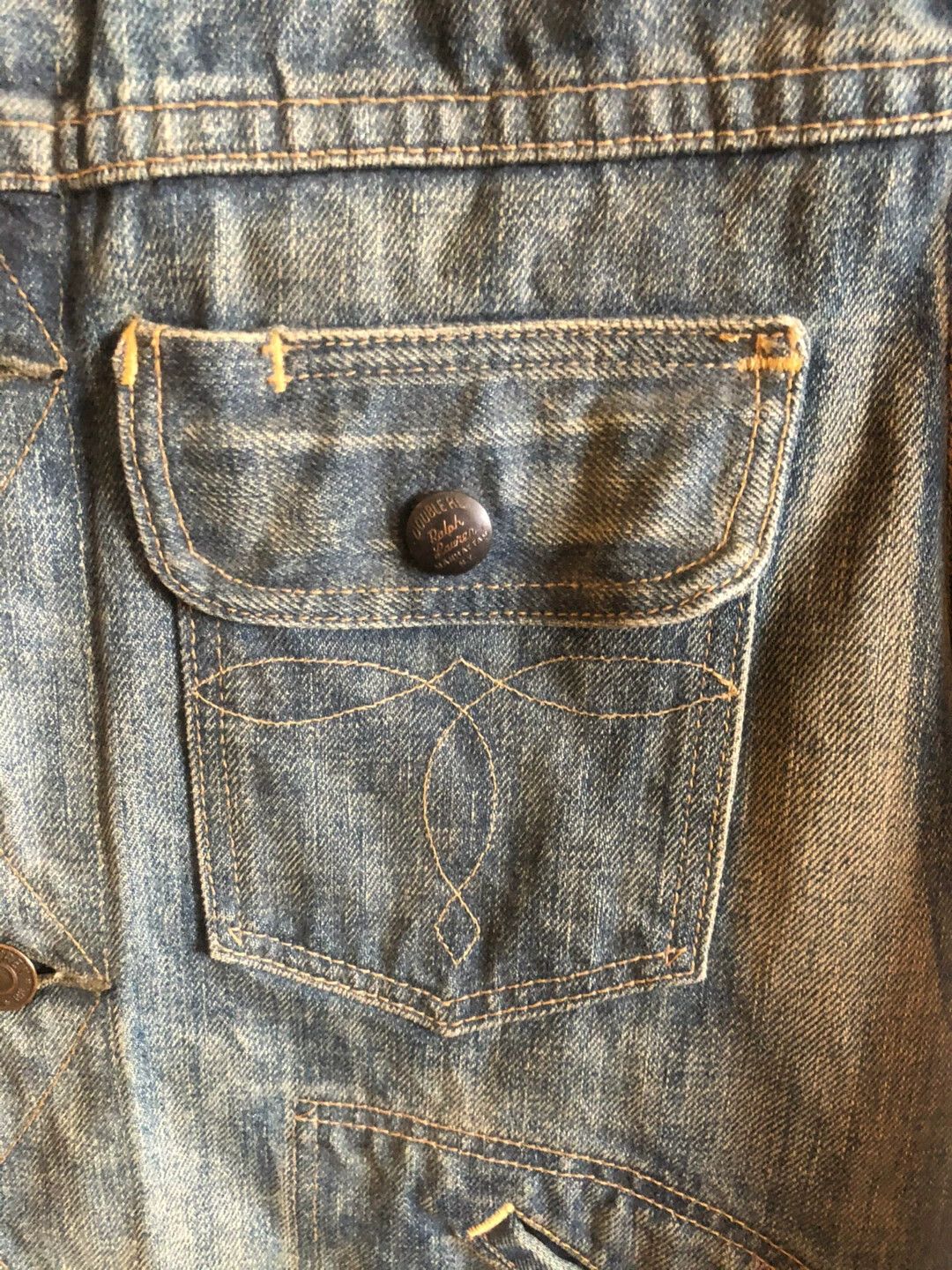 RRL Ralph Lauren RRL Yellow Mud Wash Stiff Denim Jacket No Patches USA S Size US S / EU 44-46 / 1 - 4 Thumbnail