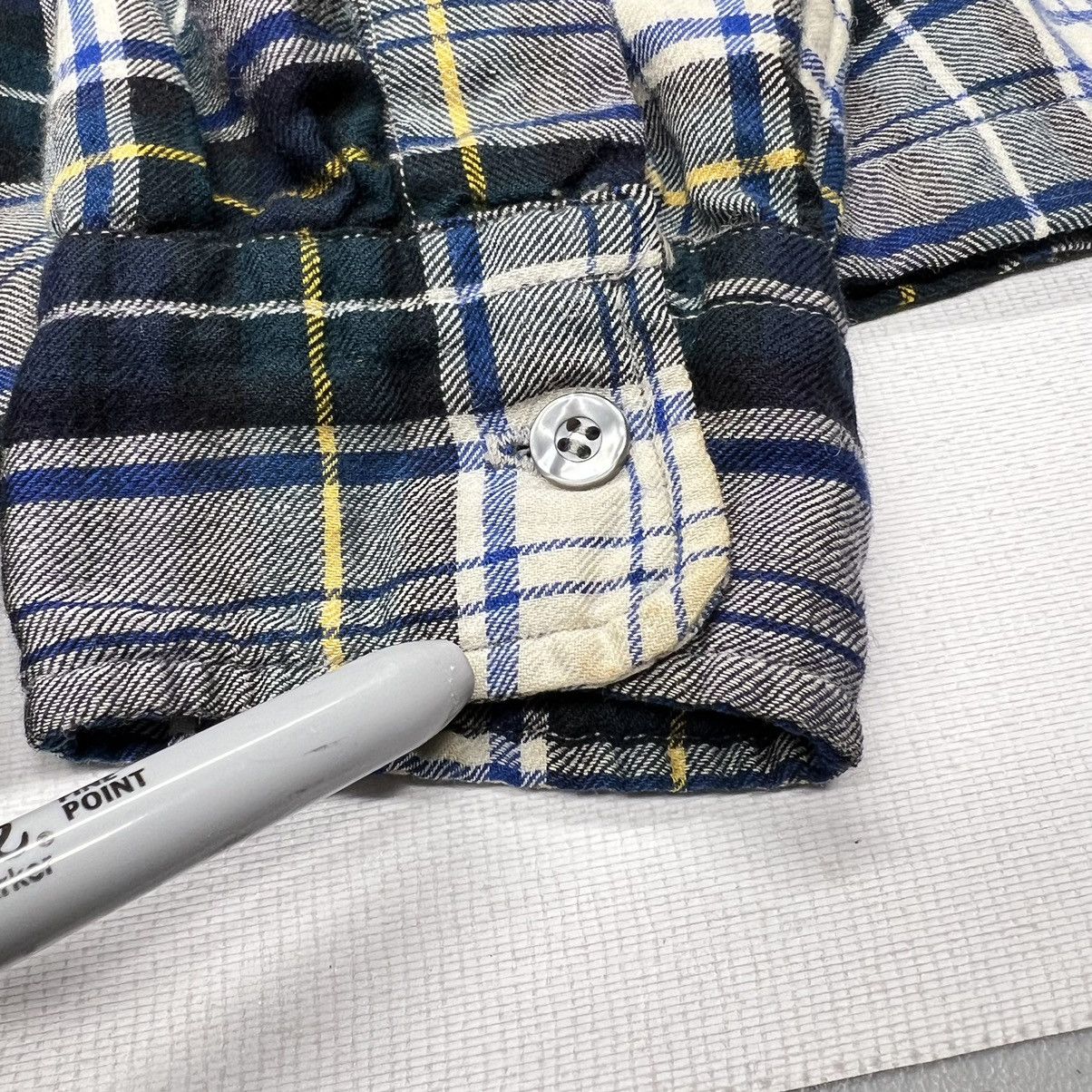 Vintage × Viyella VTG Viyella Flannel Shirt Blue Plaid Button Up Wool Scotland Size US M / EU 48-50 / 2 - 12 Thumbnail