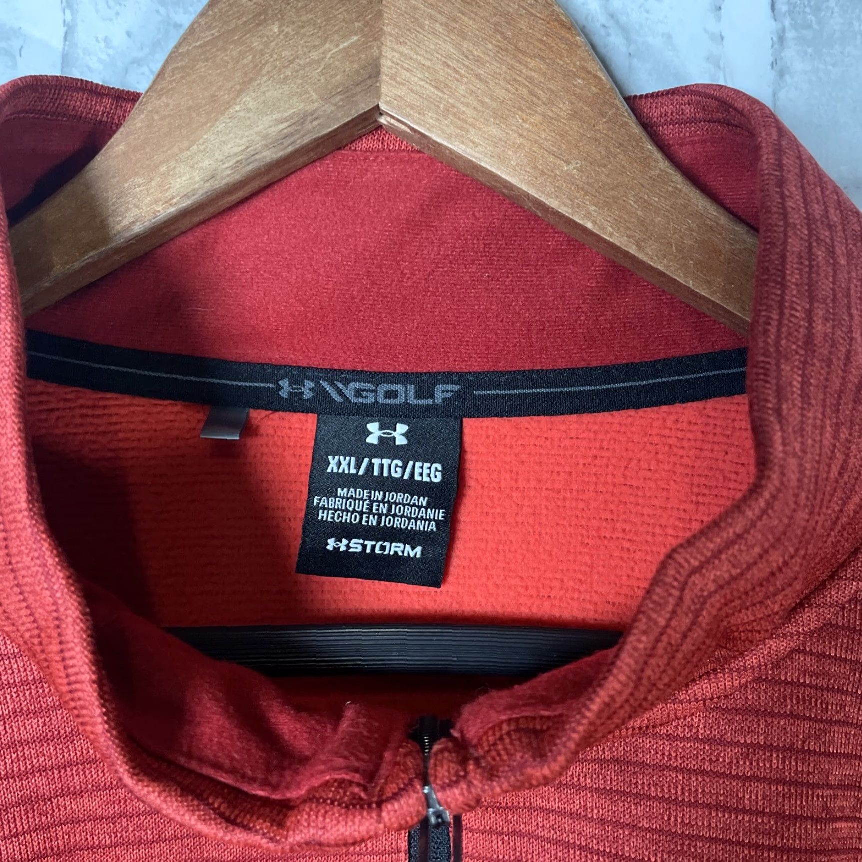Under Armour Under Armour Storm Golf Pullover 2XL Red Striped Quarter Zip Activewear Mens Size US XXL / EU 58 / 5 - 4 Thumbnail