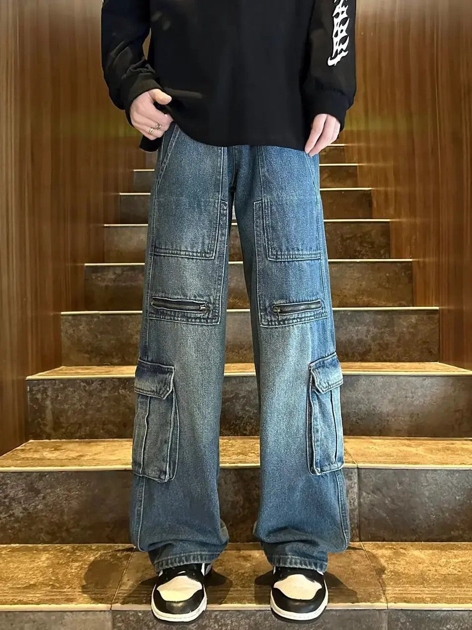 Japanese Brand Retro pocket straight leg wide leg jeans Size US 30 / EU 46 - 4 Thumbnail