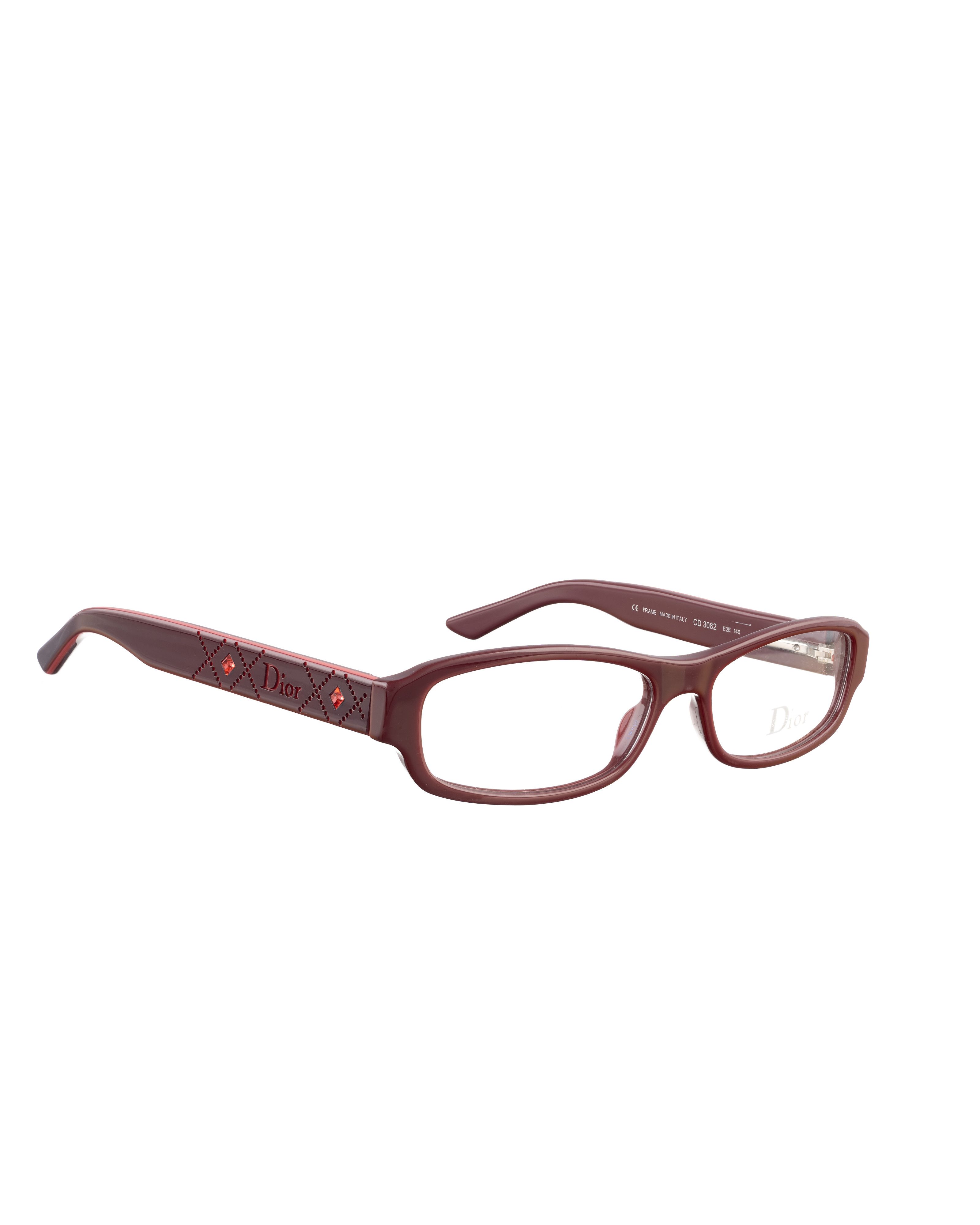 Dior × Vintage Dior 00s Burgundy Glasses with Pink Gems Size ONE SIZE - 1 Thumbnail