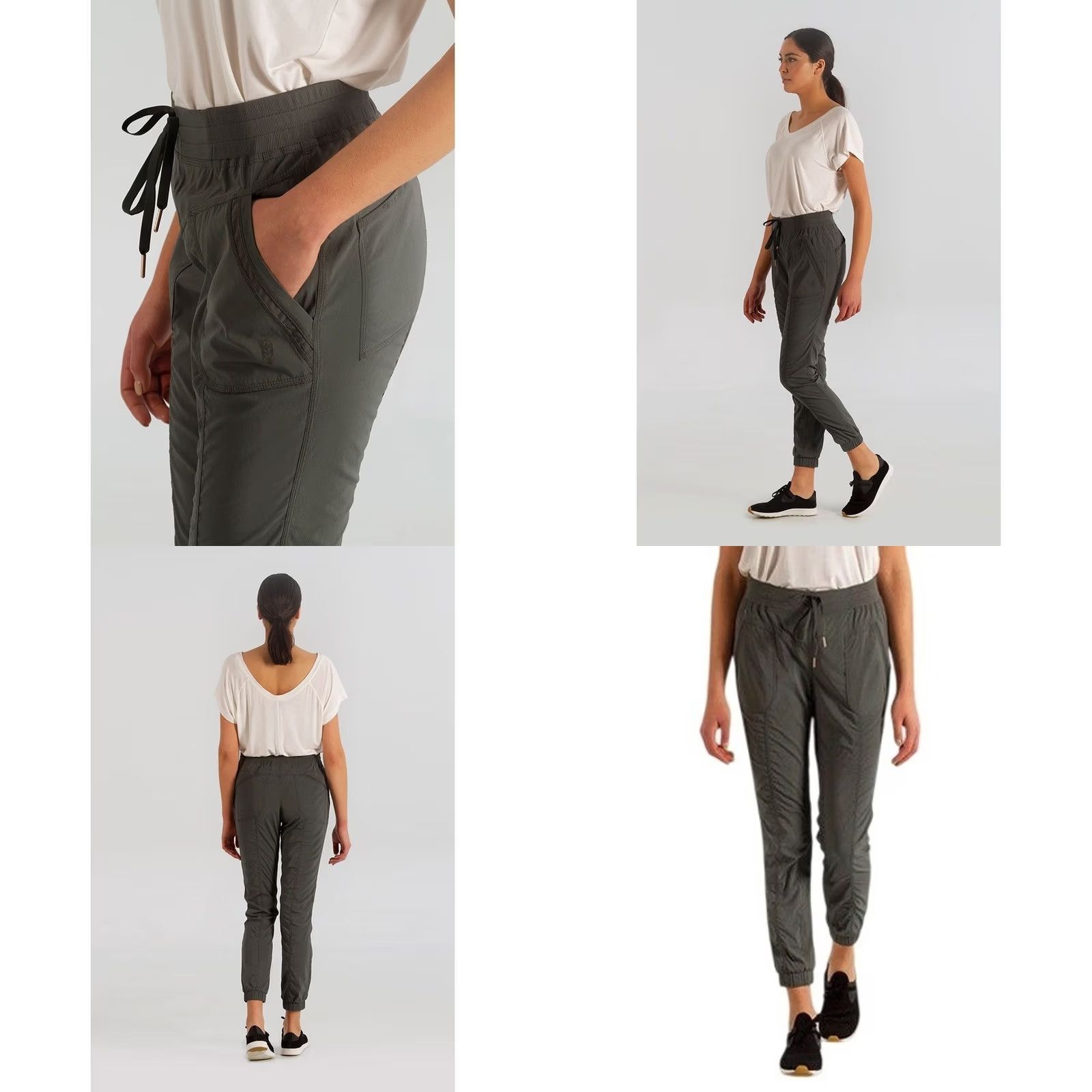 Vintage Indygena Jogger Pants Gray Womens M Stretch Lightweight Drawstring Pockets Casual Activewear Tapered Size 32" / US 10 / IT 46 - 9 Thumbnail