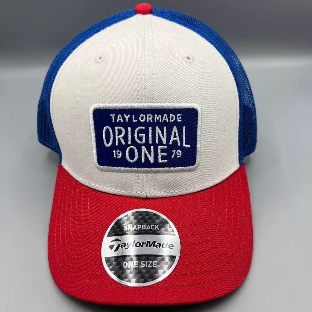 TaylorMade Taylor Made Trucker Hat Men White Red Blue Snap Back Cap Size ONE SIZE - 1 Thumbnail