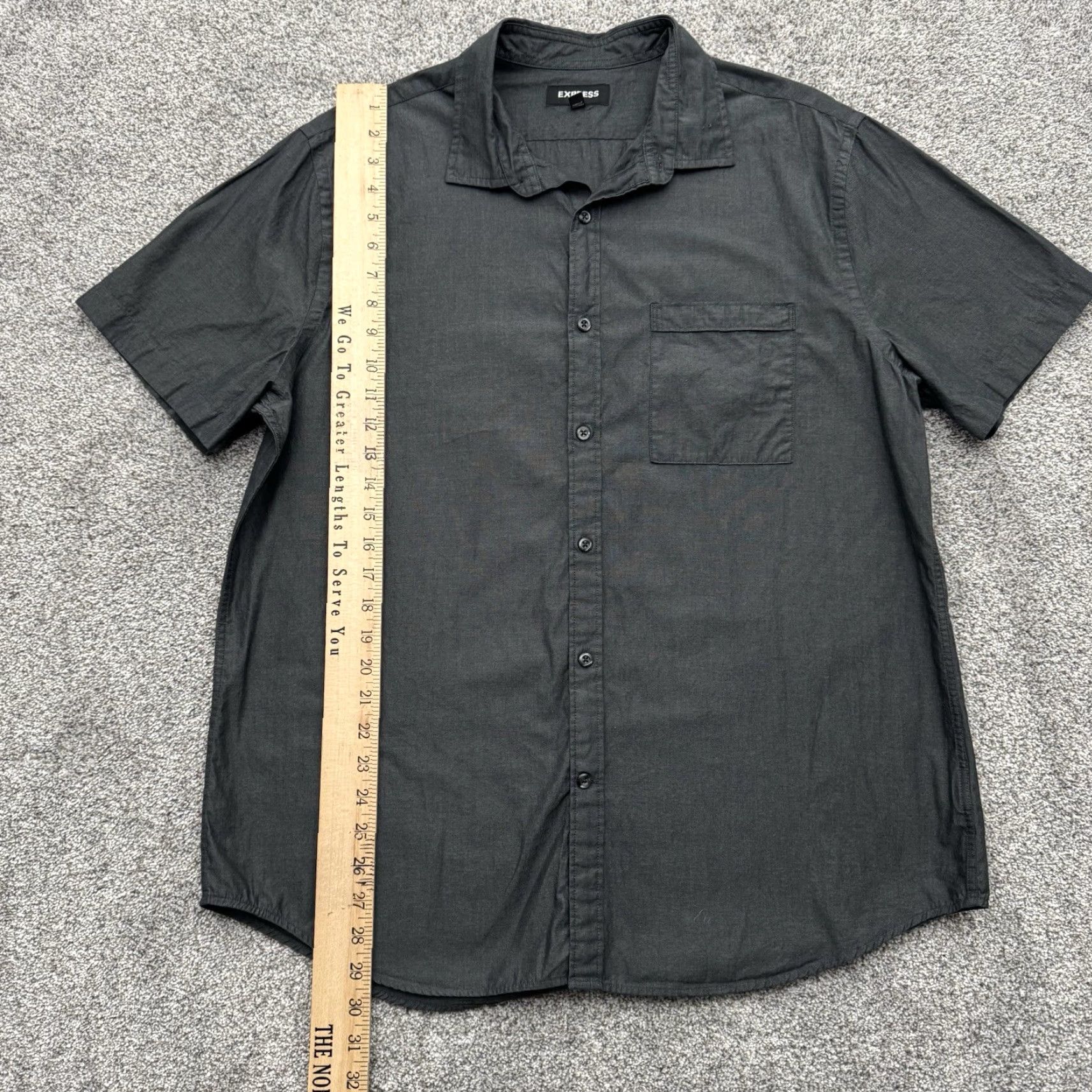 Express Express Shirt Men XL Button-Up 17 17.5 Minimalist Office Streetwear Modern Urban Gray Short Sleeve Collared 100% Cotton Size US XL / EU 56 / 4 - 2 Thumbnail