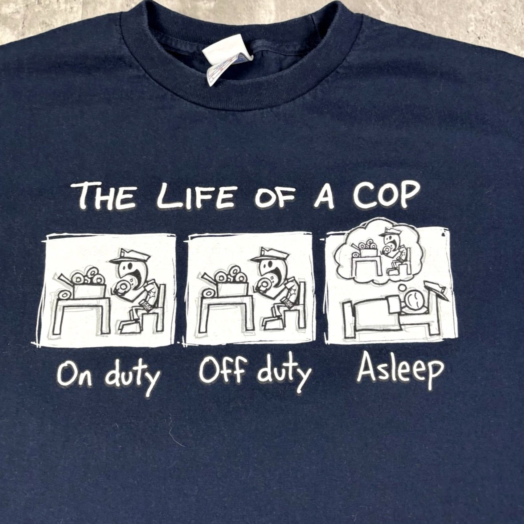 Vintage VINTAGE The Life Of A Cop Doughnut Funny Humor T Shirt Blue 90s Size L Mens Size US L / EU 52-54 / 3 - 3 Thumbnail