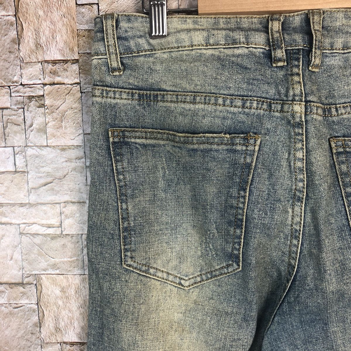Japanese Brand Bvsseve Blue Distressed ripped jogger Denim Pants #A43 Size US 32 / EU 48 - 19 Thumbnail