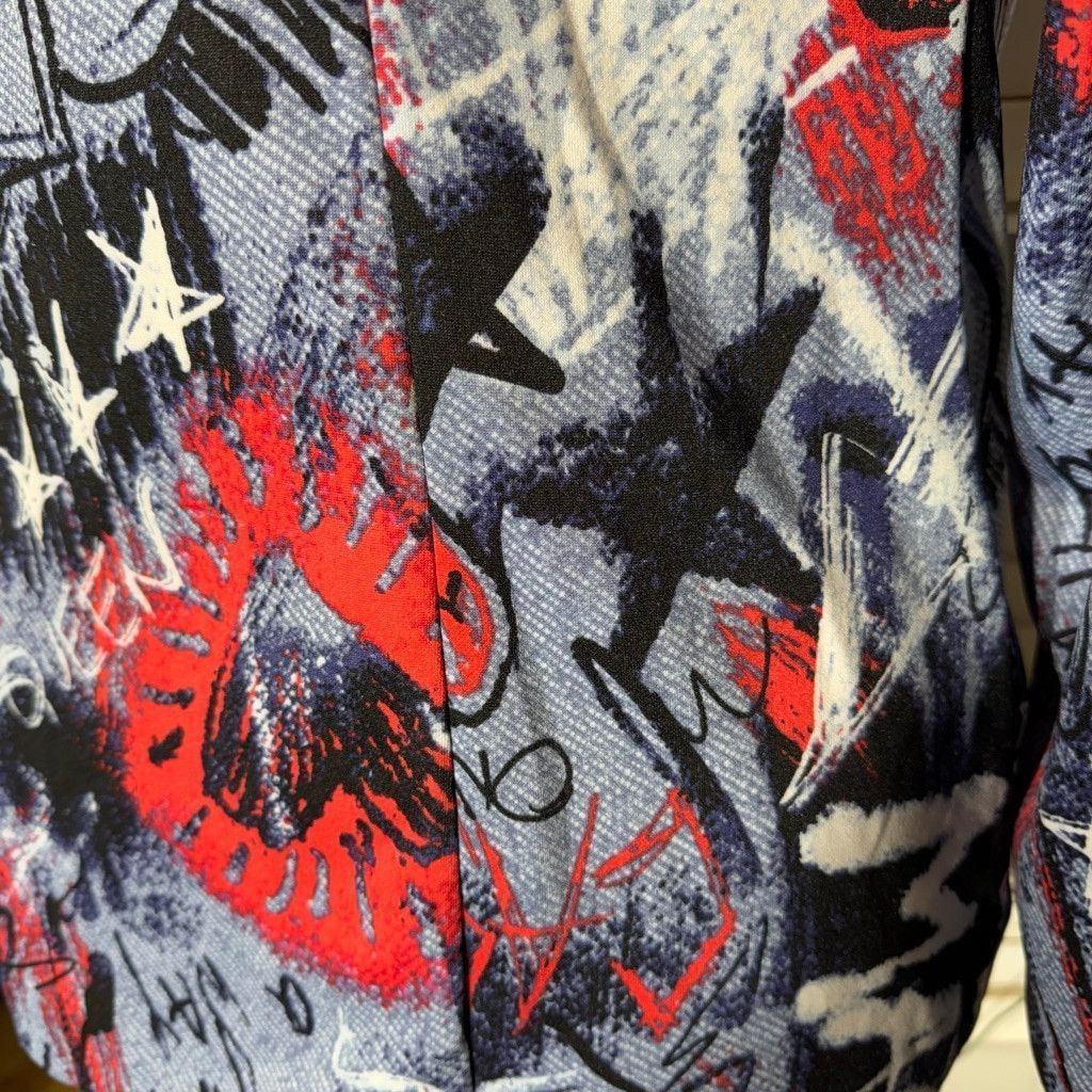 Vintage Y2K blazer avant garde street signs graffiti blue red 1X Size XL / US 12-14 / IT 48-50 - 16 Thumbnail
