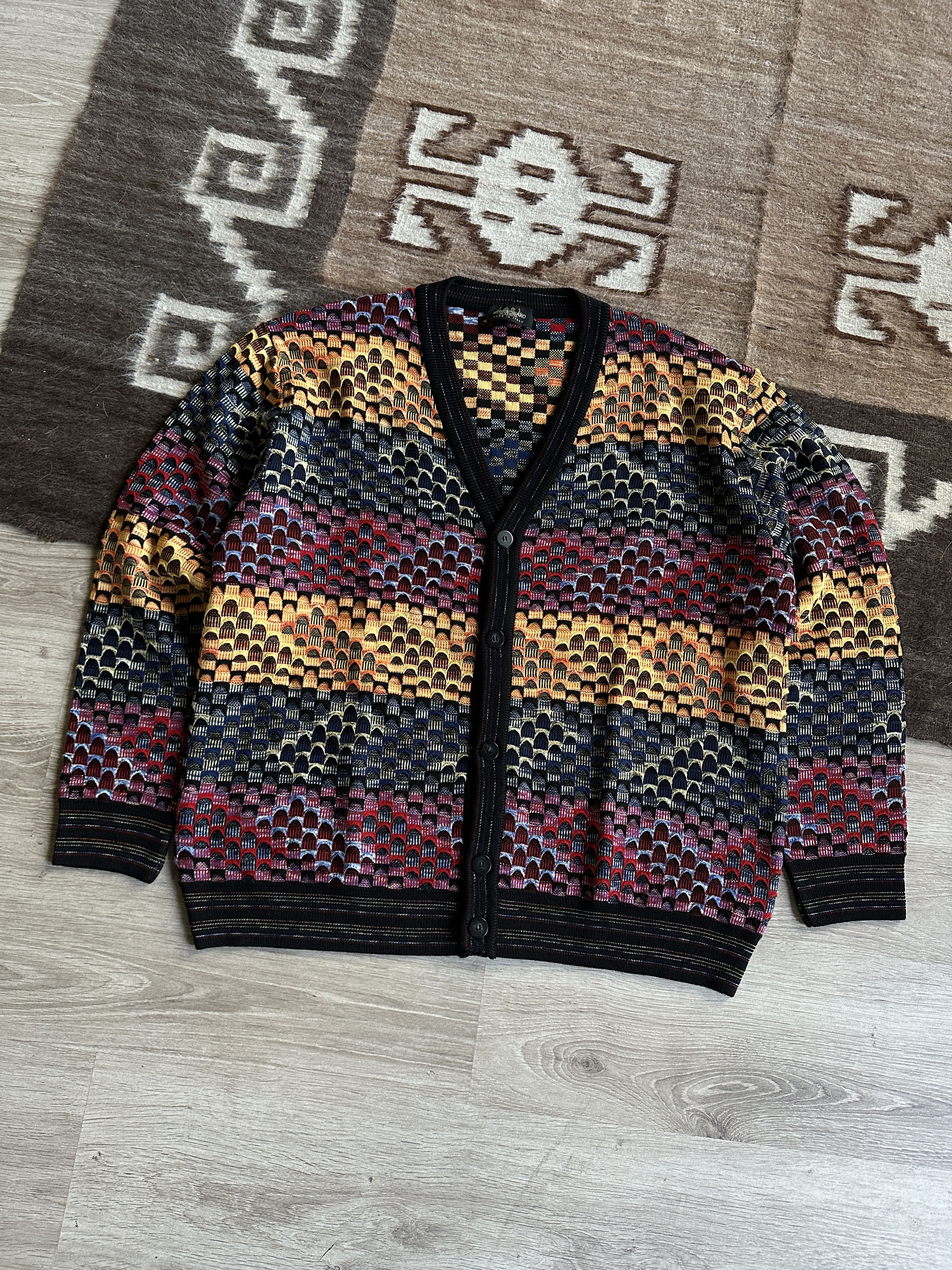 Vintage Montechiaro Knitted Wool Acrylic Cardigan Sweater 7874AC Size US XXL / EU 58 / 5 - 1 Thumbnail