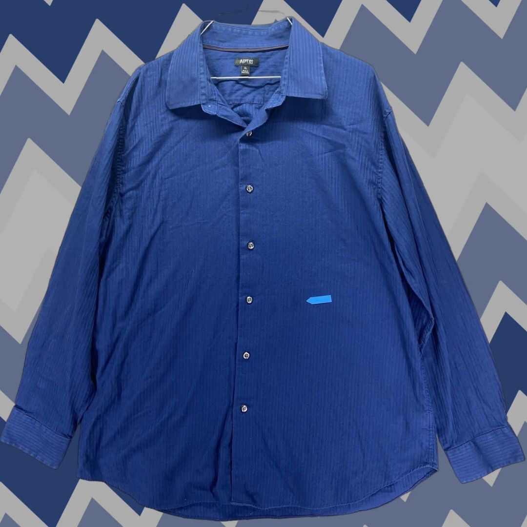 Vintage Apt 9 Shirt Mens XL Business Casual Dress Button-Up Blue Striped Long Sleeve Size US XL / EU 56 / 4 - 1 Thumbnail
