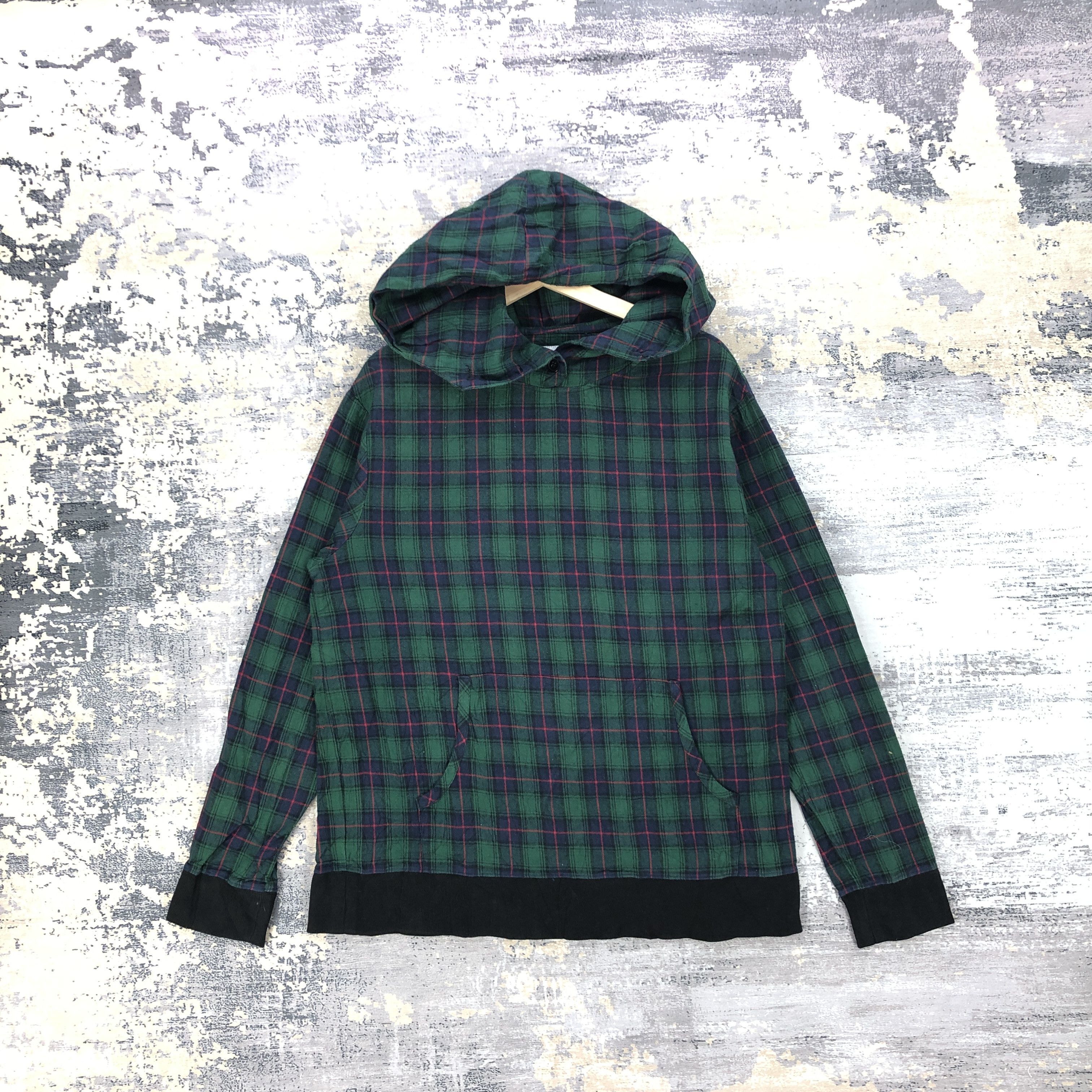 Japanese Brand × Vintage Vintage Y2K Japanese Tartan Hoodie Sweater Plaid Sweatshirt Size US L / EU 52-54 / 3 - 2 Thumbnail