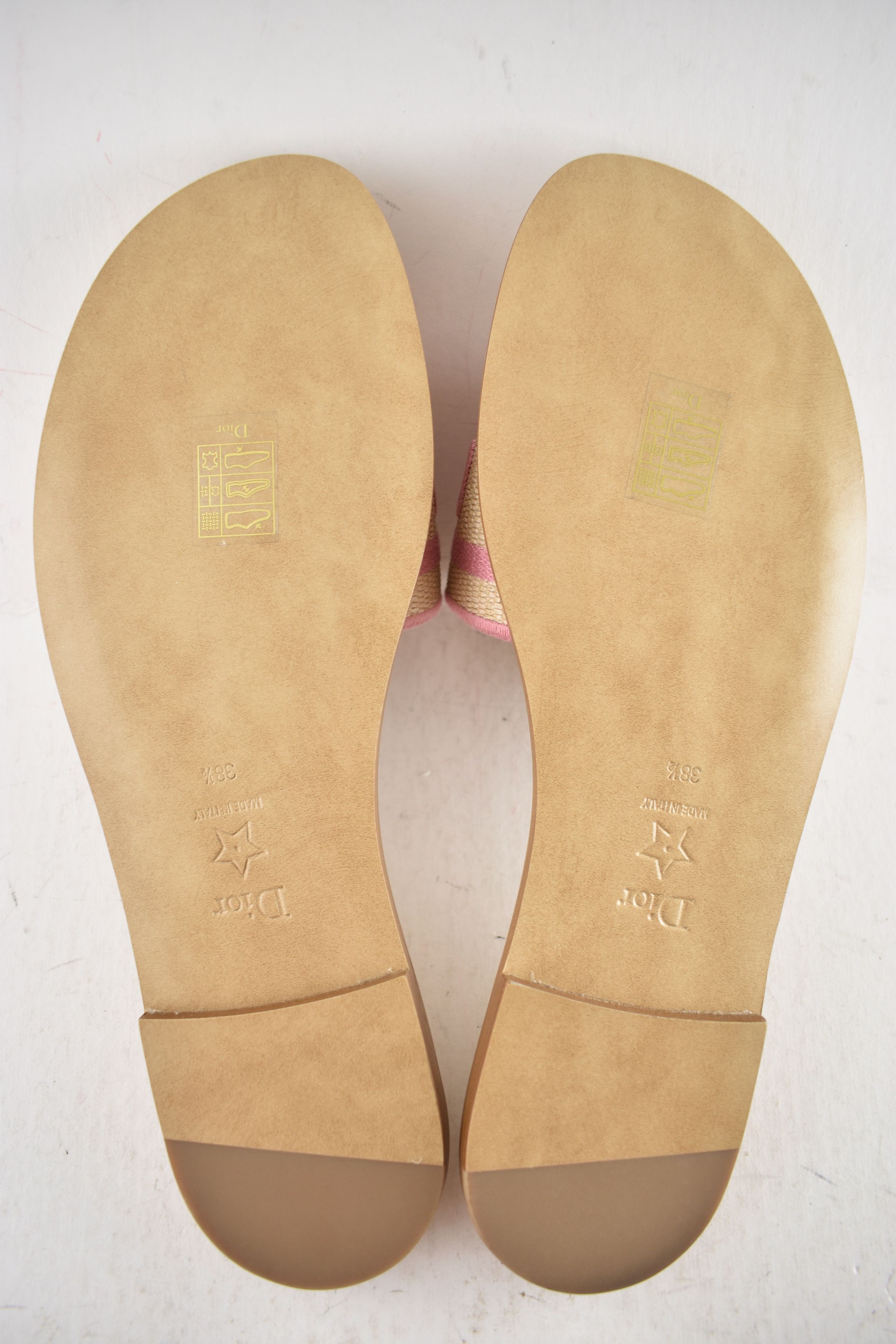 Dior Dior Dway Rose Begonia Raffia Logo Slide Flat Sandal 38.5 Size US 8.5 / IT 38.5 - 13 Thumbnail