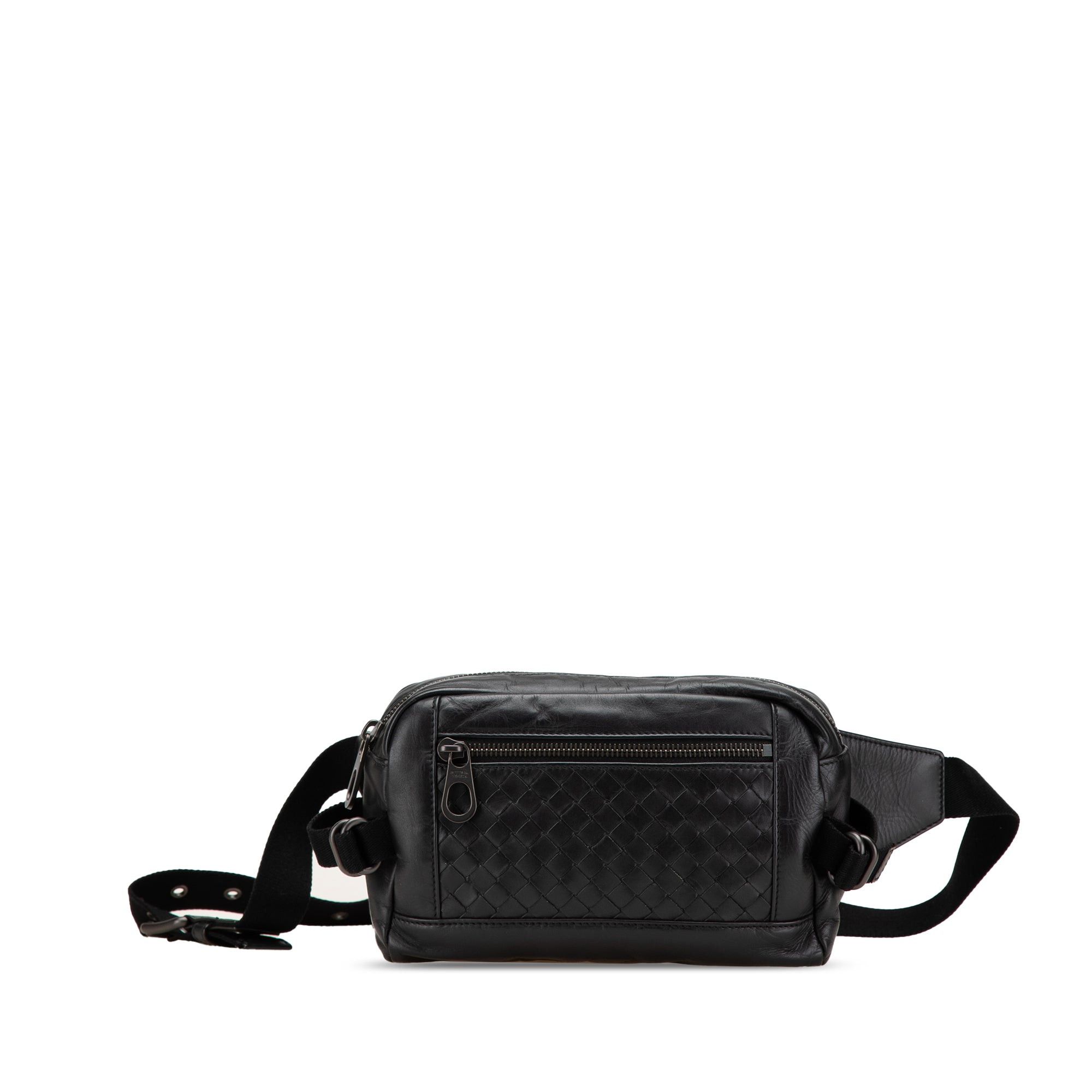 Bottega Veneta Calfskin Intrecciato Belt Bag Black