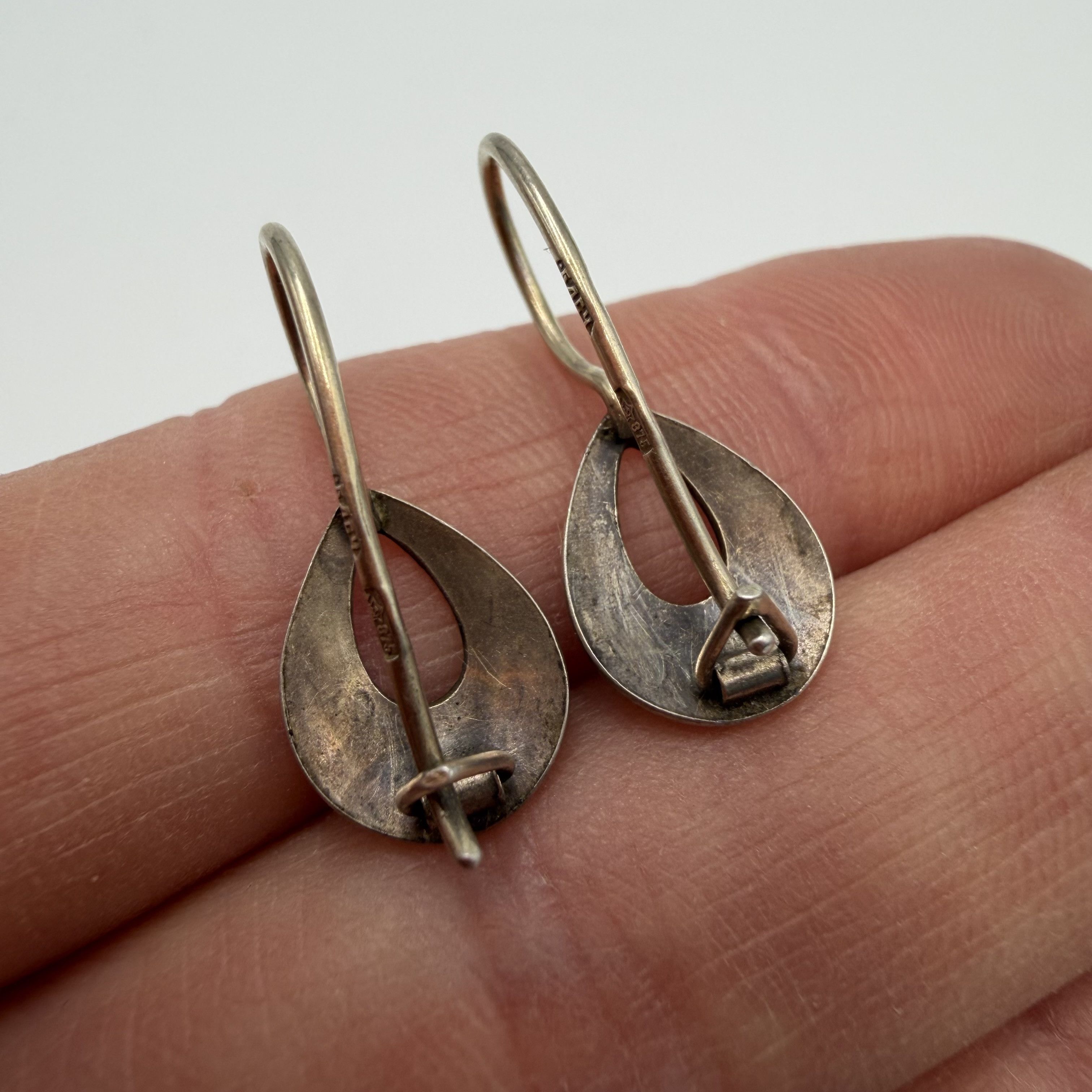 Vintage Vintage Soviet 875 Silver Niello Drop Earrings Size ONE SIZE - 3 Thumbnail