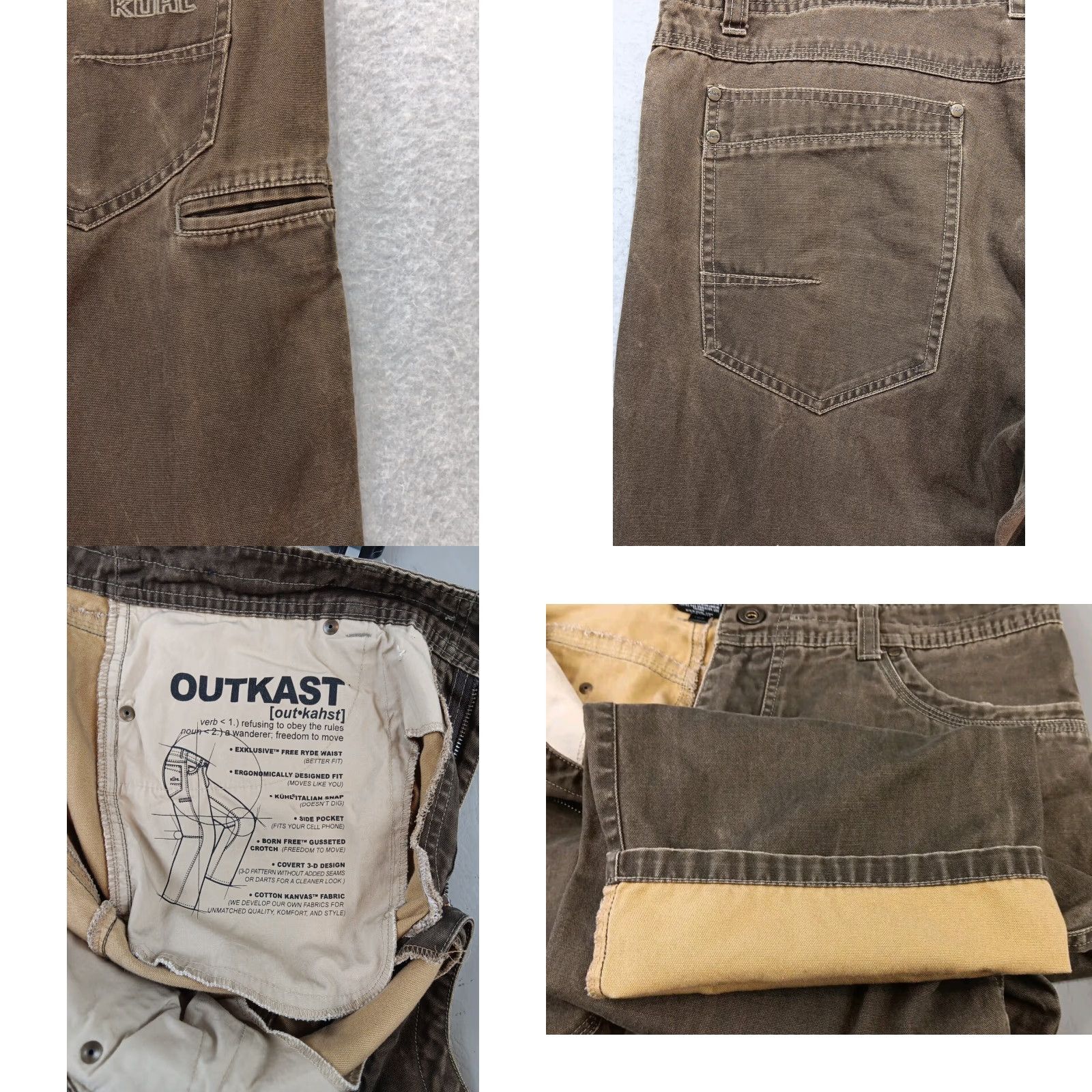 Vintage Kuhl OutKast Pants 36x32 Brown Cotton Denim 5-Pocket Chino Straight Leg Zip Closure Men Vintage No Size US 36 / EU 52 - 10 Thumbnail