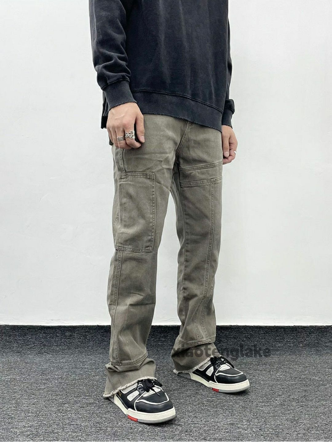 Designer × Japanese Brand × Vintage washed faded patchwork punk flared yuppie pants Size US 30 / EU 46 - 5 Thumbnail