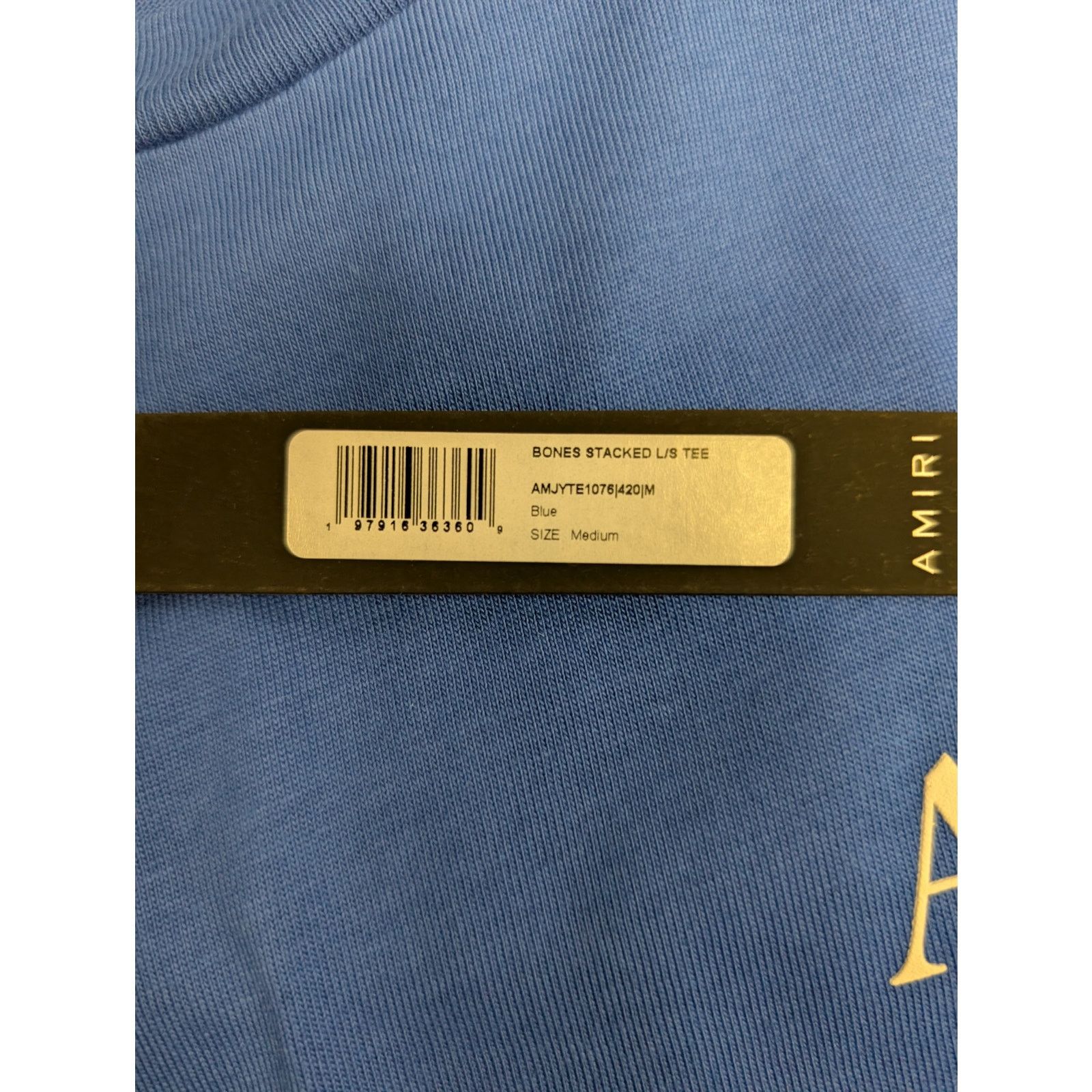 Amiri o1rshd1 Bones Stacked Long Sleeve Tee T-Shirt in Blue Size US M / EU 48-50 / 2 - 18 Thumbnail