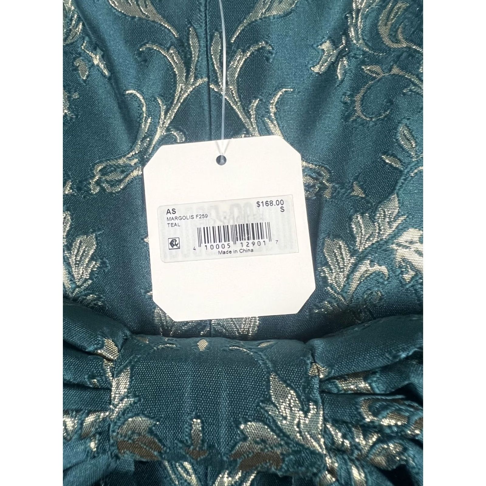 Vintage Altar'd State Dress Womens Small Teal Margolis Metallic Jacquard Mini Bow Back Dress Size S / US 4 / IT 40 - 4 Thumbnail