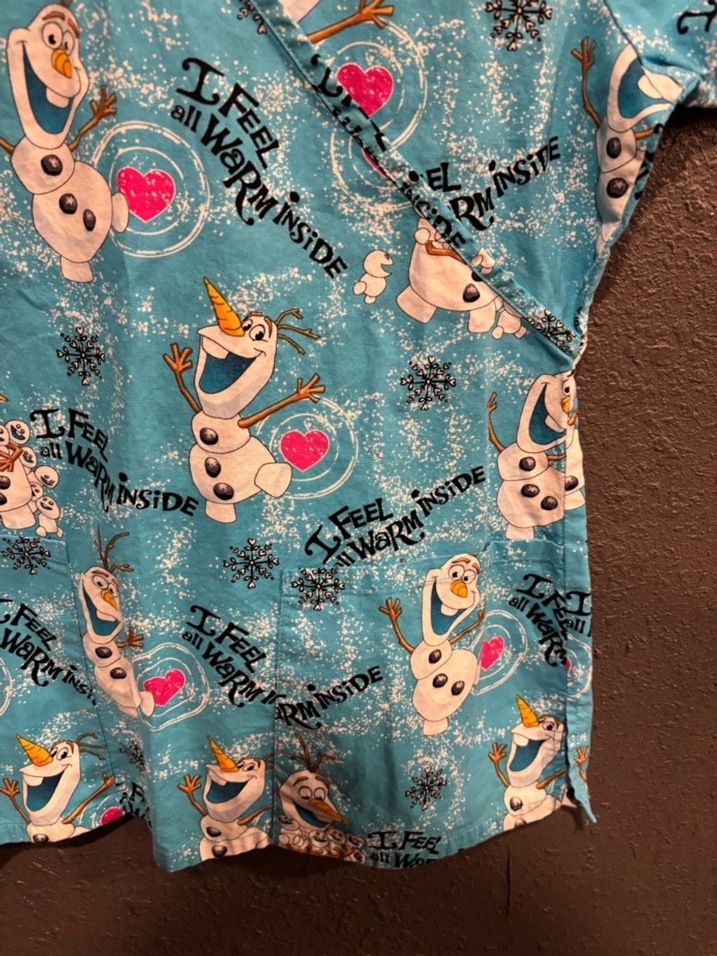 Disney Disney Frozen Olaf Print Blue Scrub Top Size XS / US 0-2 / IT 36-38 - 2 Thumbnail