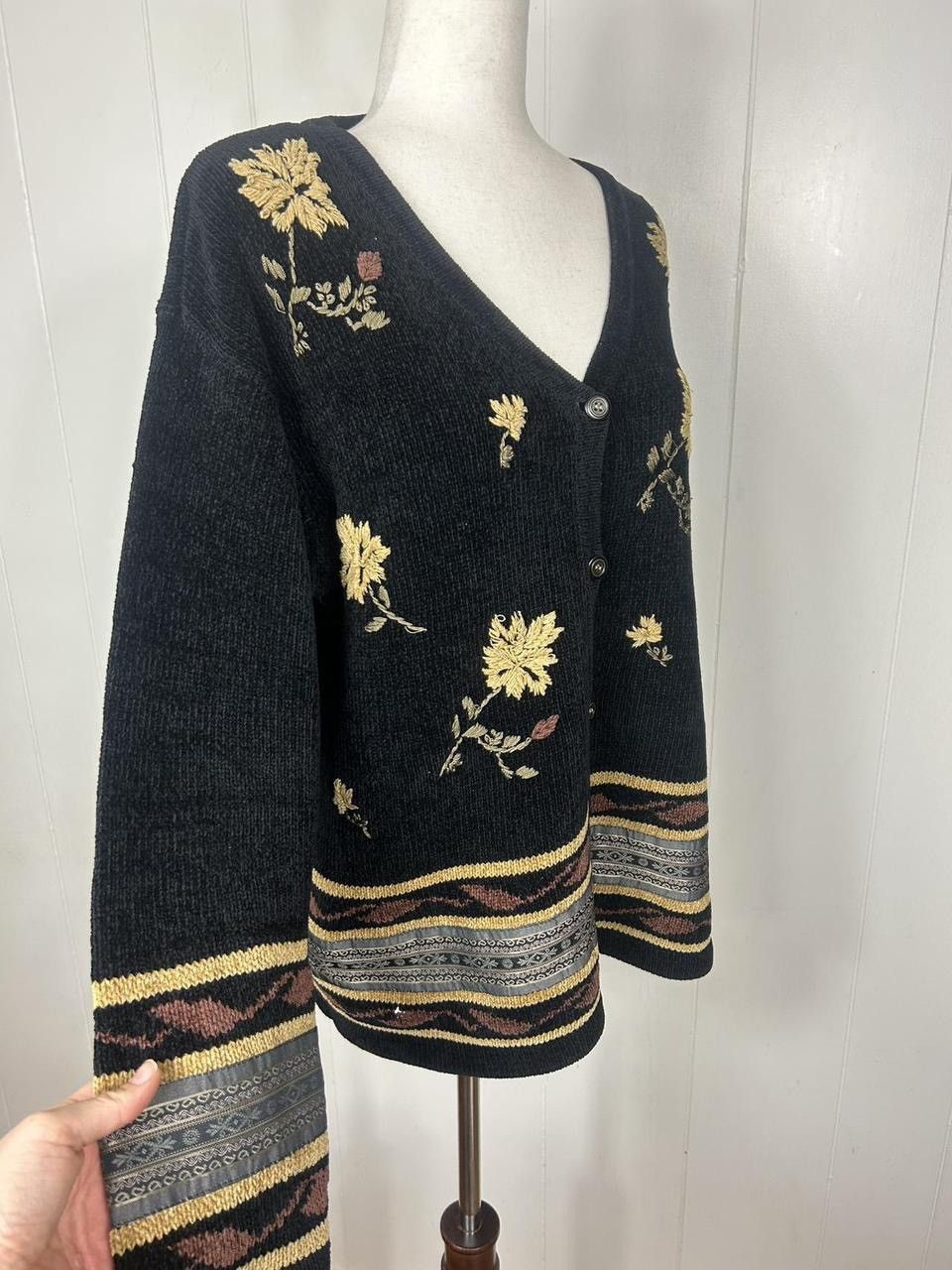 Talbots Vintage Y2K autumn leaf embroidered novelty sweater Size L / US 10 / IT 46 - 2 Thumbnail