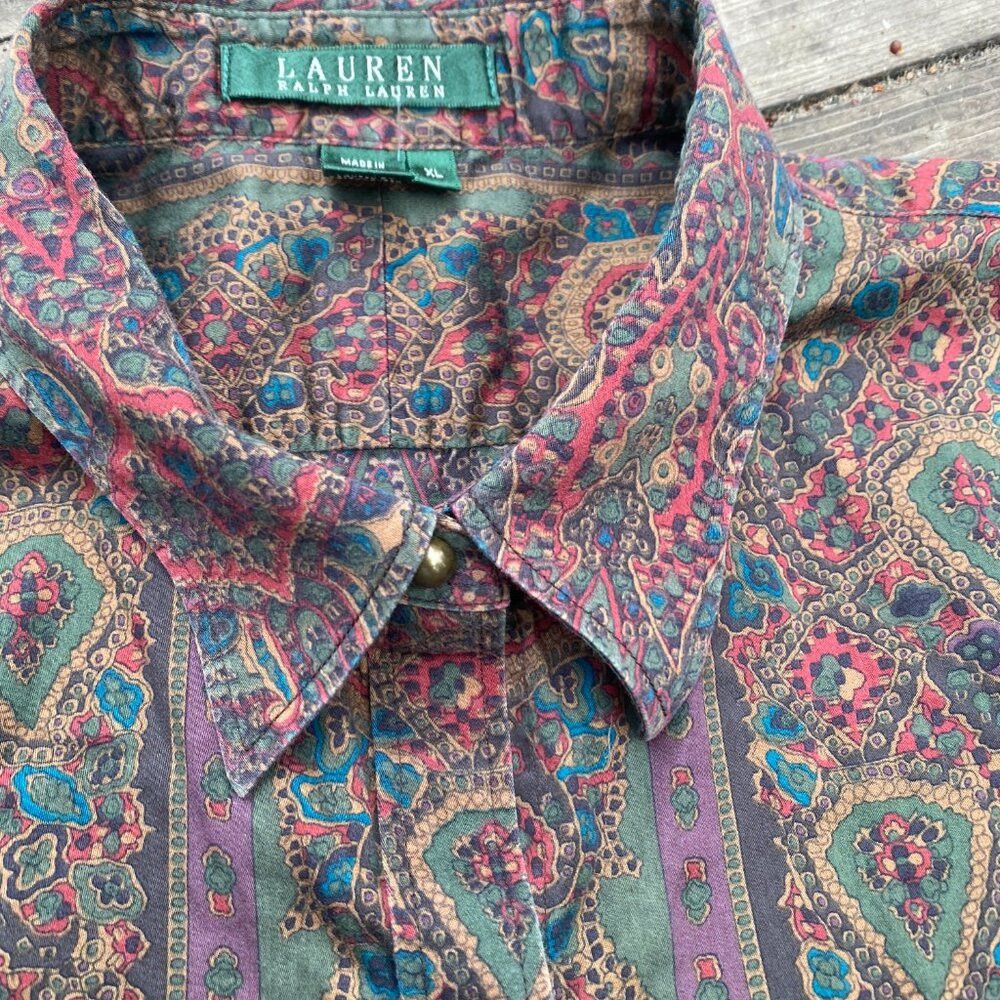 Ralph Lauren Vintage 90s Lauren Ralph Lauren Paisley Shirt XL Floral But Size XL / US 12-14 / IT 48-50 - 5 Thumbnail