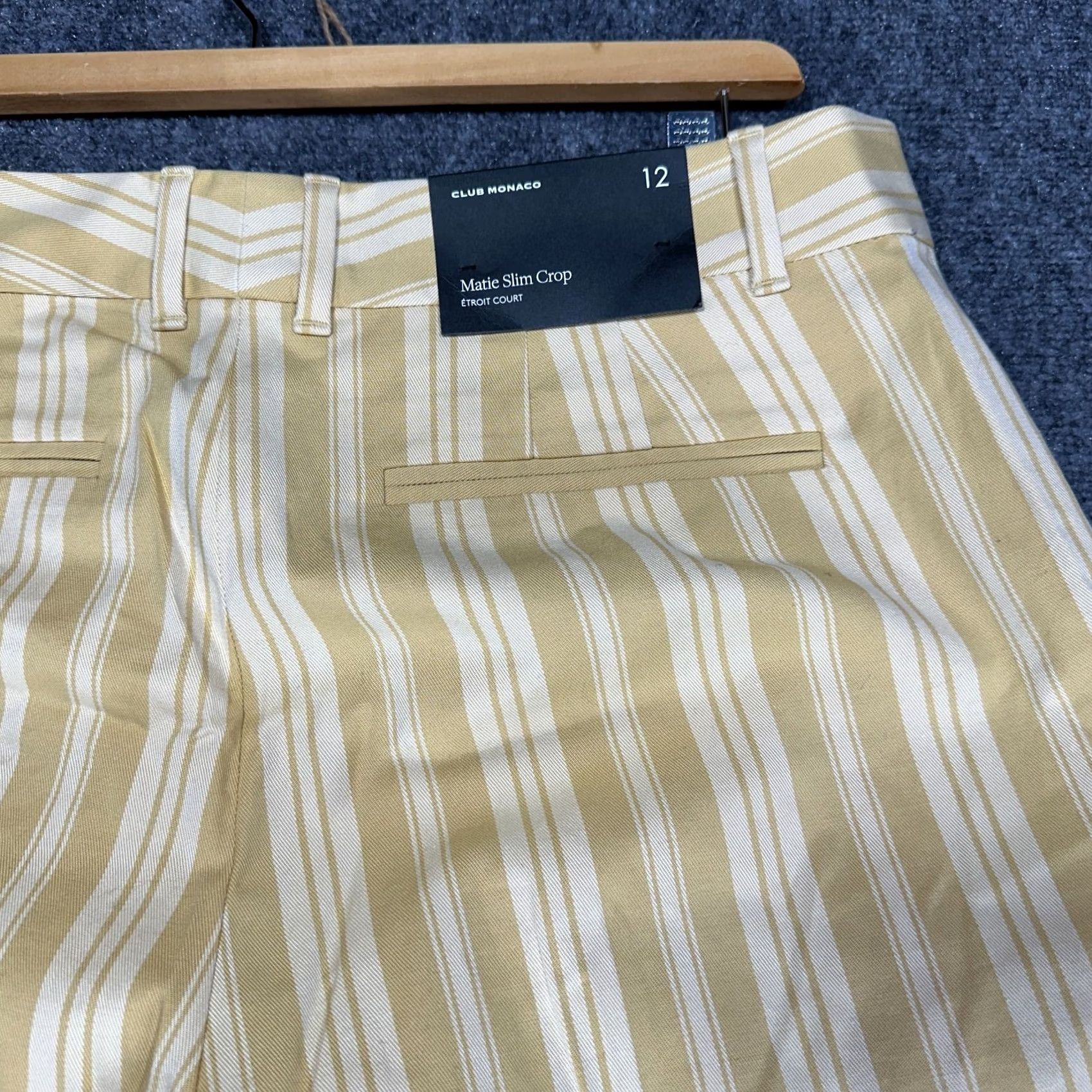 Club Monaco Club Monaco Pants Womens 12 Matie Slim Crop Yellow Stripe Cotton Elastane Slim Fit Straight Leg Stripe Pattern Vintage: No Women Size 12 Size 34" / US 12 / IT 48 - 8 Thumbnail