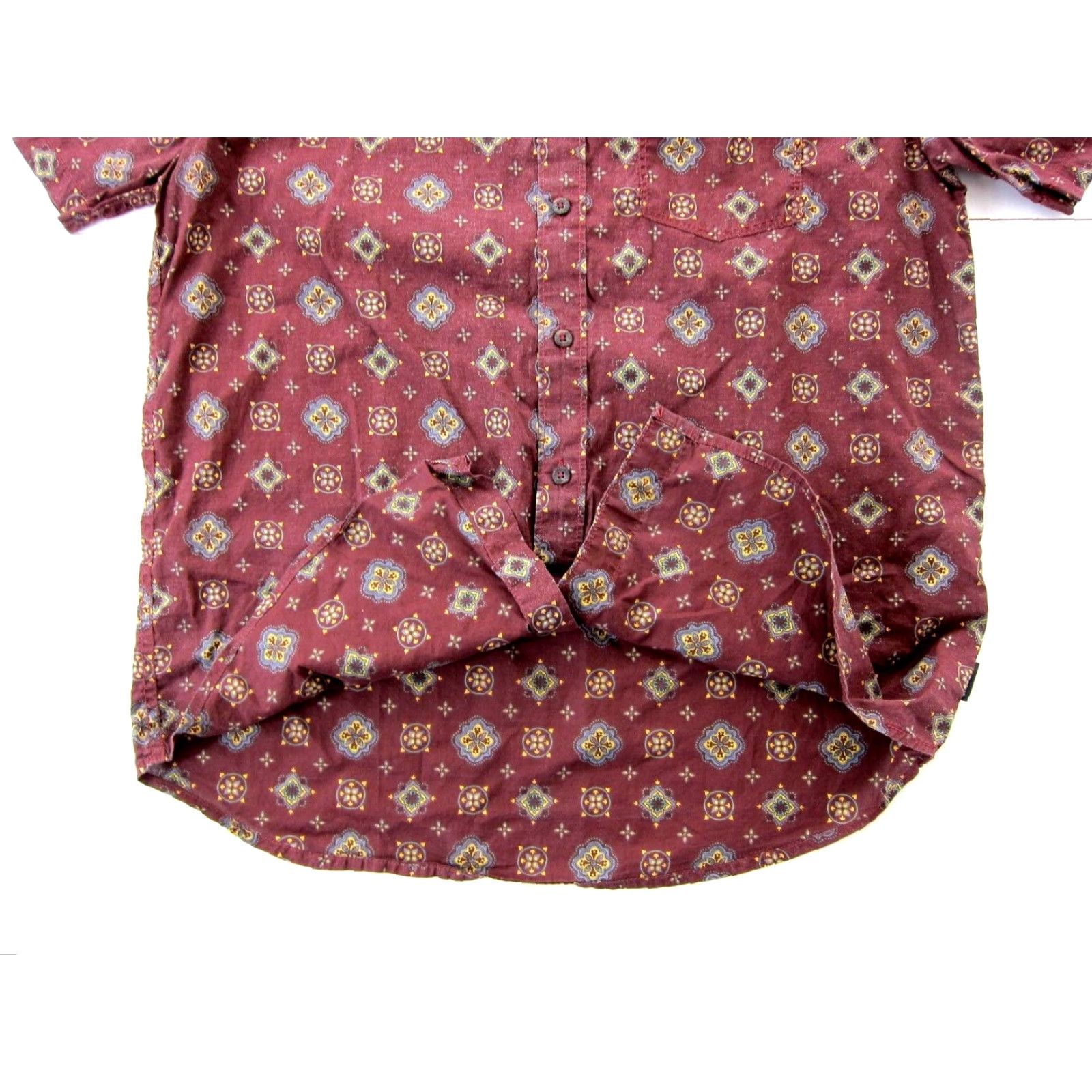 Billabong Billabong Cotton Red Yellow Blue Paisley Button Down Short Sleeve Shirt Men M Size US M / EU 48-50 / 2 - 5 Thumbnail
