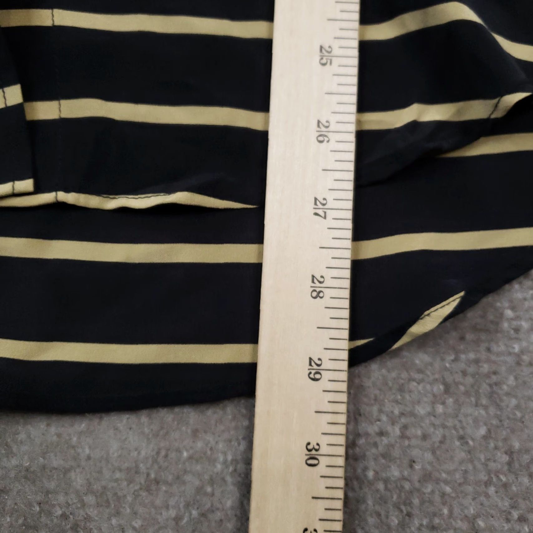 J.McLaughlin J McLaughlin Shirt Womens Medium Long Sleeve Black Tan Stripe Silk Button Front Size M / US 6-8 / IT 42-44 - 4 Thumbnail