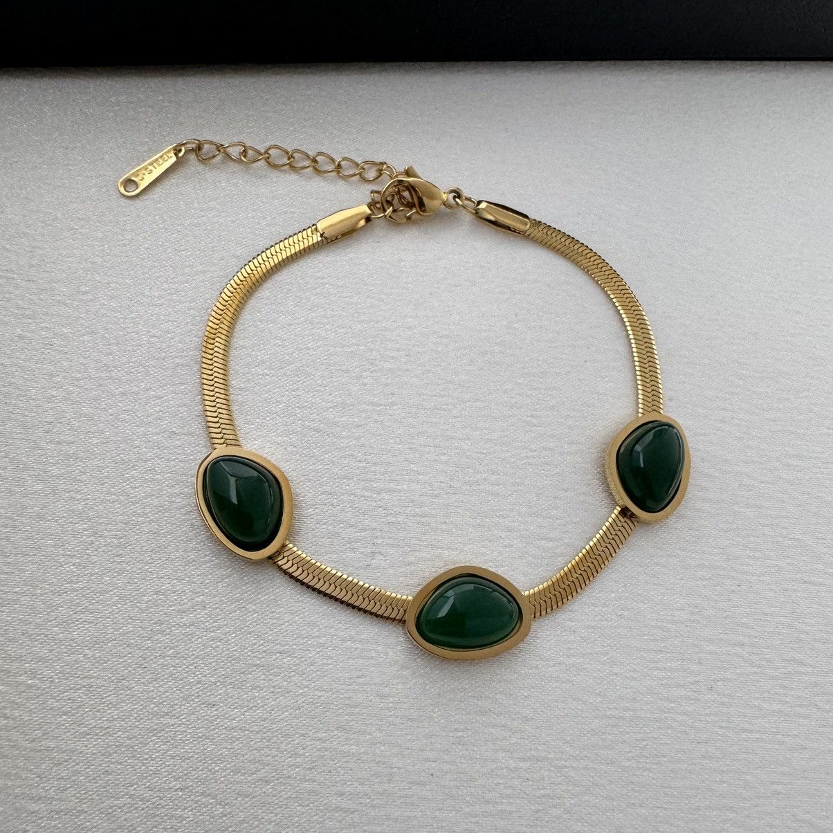 Other Adjustable Snake Chain Green Crystal Bracelet for Women Size ONE SIZE - 4 Thumbnail
