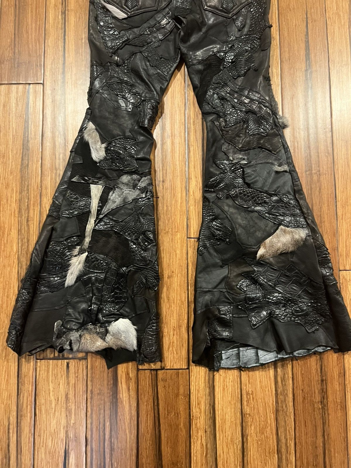 Yasuyuki Ishii Yasuyuki Ishii “Destroy” Leather Fur Variation Flared Jeans Size US 34 / EU 50 - 9 Thumbnail