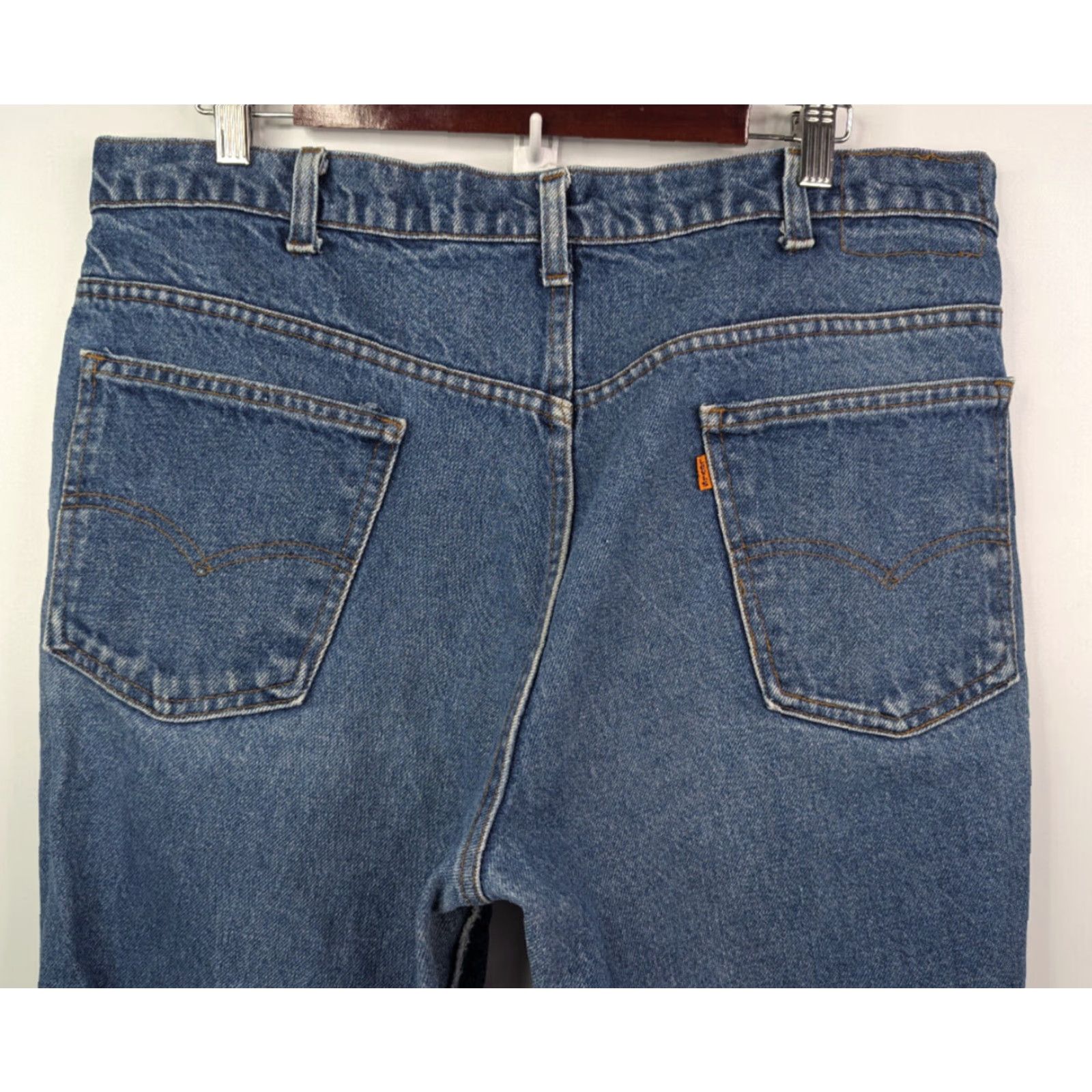 Levi's VINTAGE Levi's 517 Jeans Orange Tab Blue 38x32 Bootcut Denim 20517 0217 Distressed 80s USA Men Jeans Style: Bootcut, 5-Pocket, Classic Fit Size US 38 / EU 54 - 7 Thumbnail