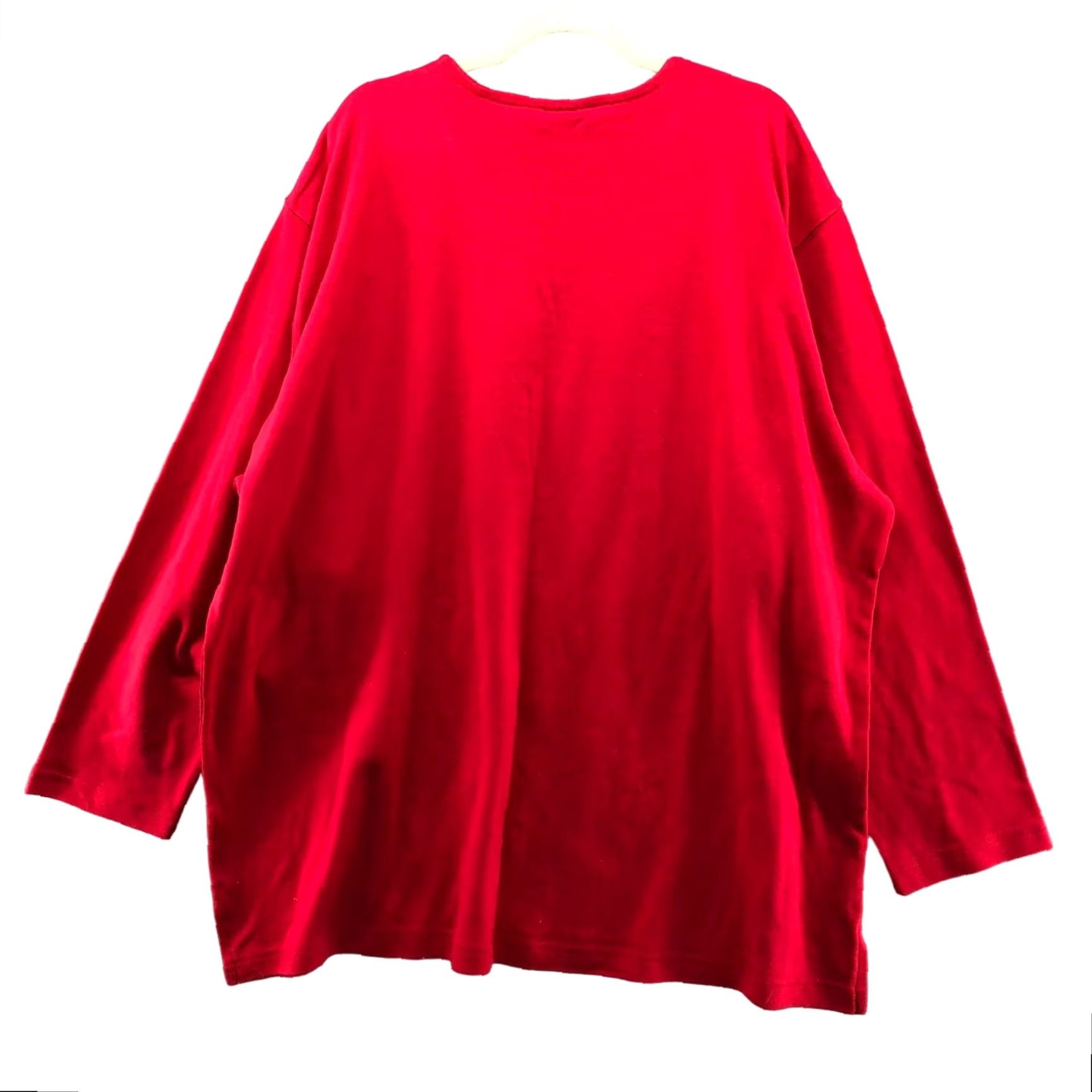 Vintage VINTAGE Bobbie Brooks Long Sleeve Shirt Womens 28W Red Floral Embroidered Crewneck Christmas Holiday Metallic Knit Cotton Blend Mens? Size 4XL / US 24-26 - 2 Thumbnail