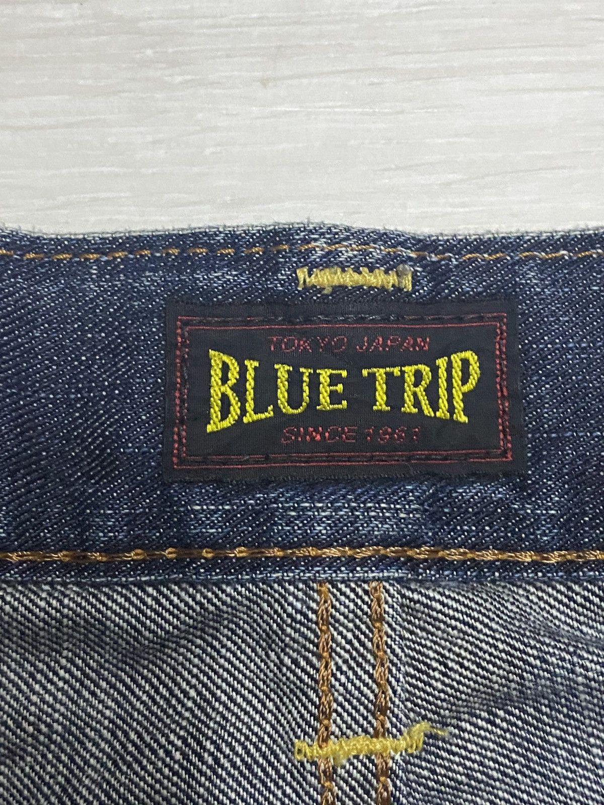 Edwin Vintage Edwin 503 Blue Trip Mud Wash Distressed Loose Jeans Size US 33 - 9 Thumbnail