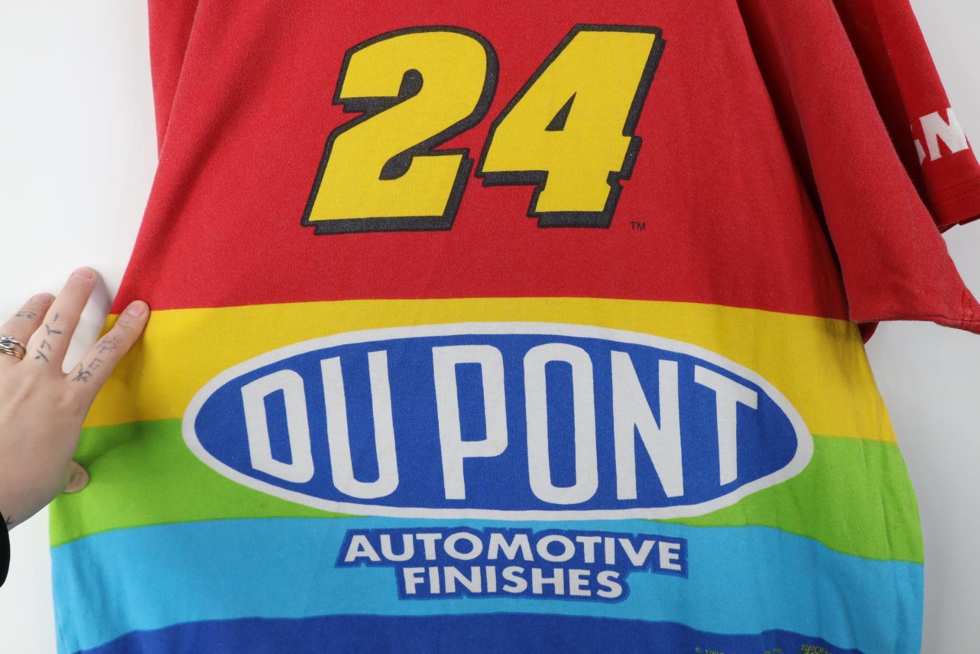 Vintage Vintage 90s NASCAR Striped Jeff Gordon Racing T-Shirt USA Size US L / EU 52-54 / 3 - 15 Thumbnail