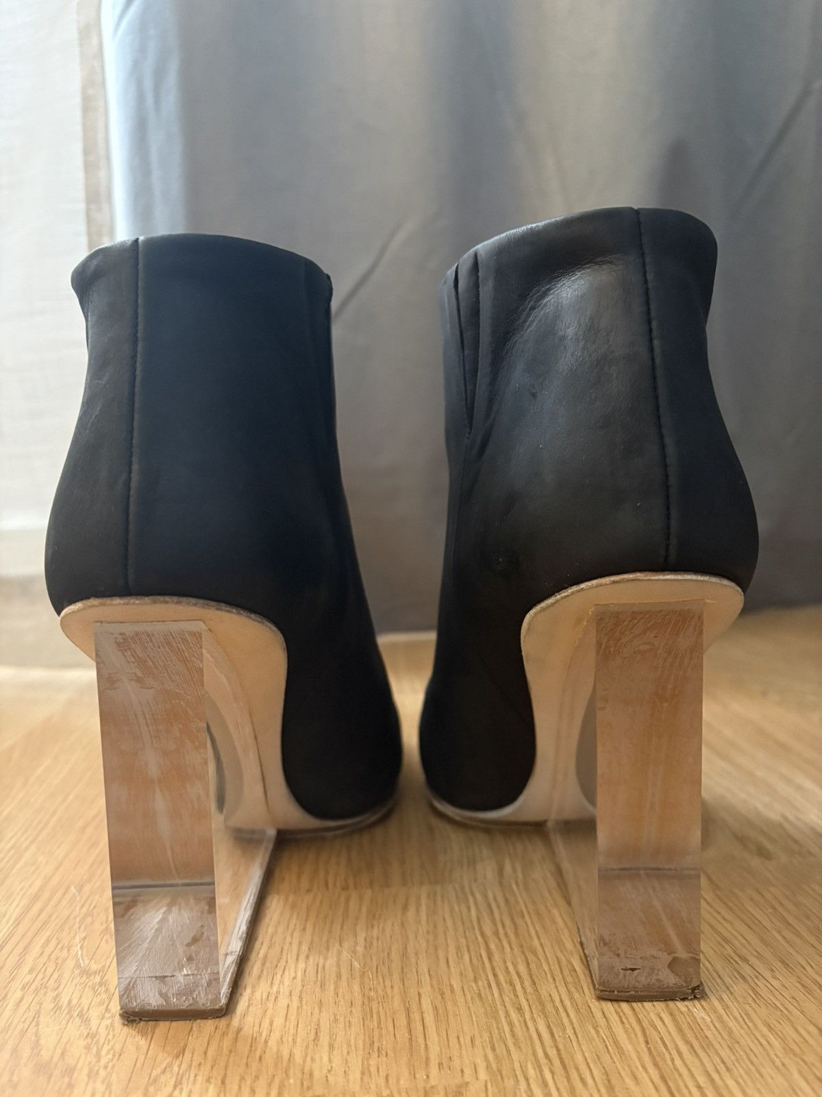 H&M × Maison Margiela H&M x Maison Martin Margiela Black Leather Boots Wedge Plexi Size US 7 / IT 37 - 6 Thumbnail