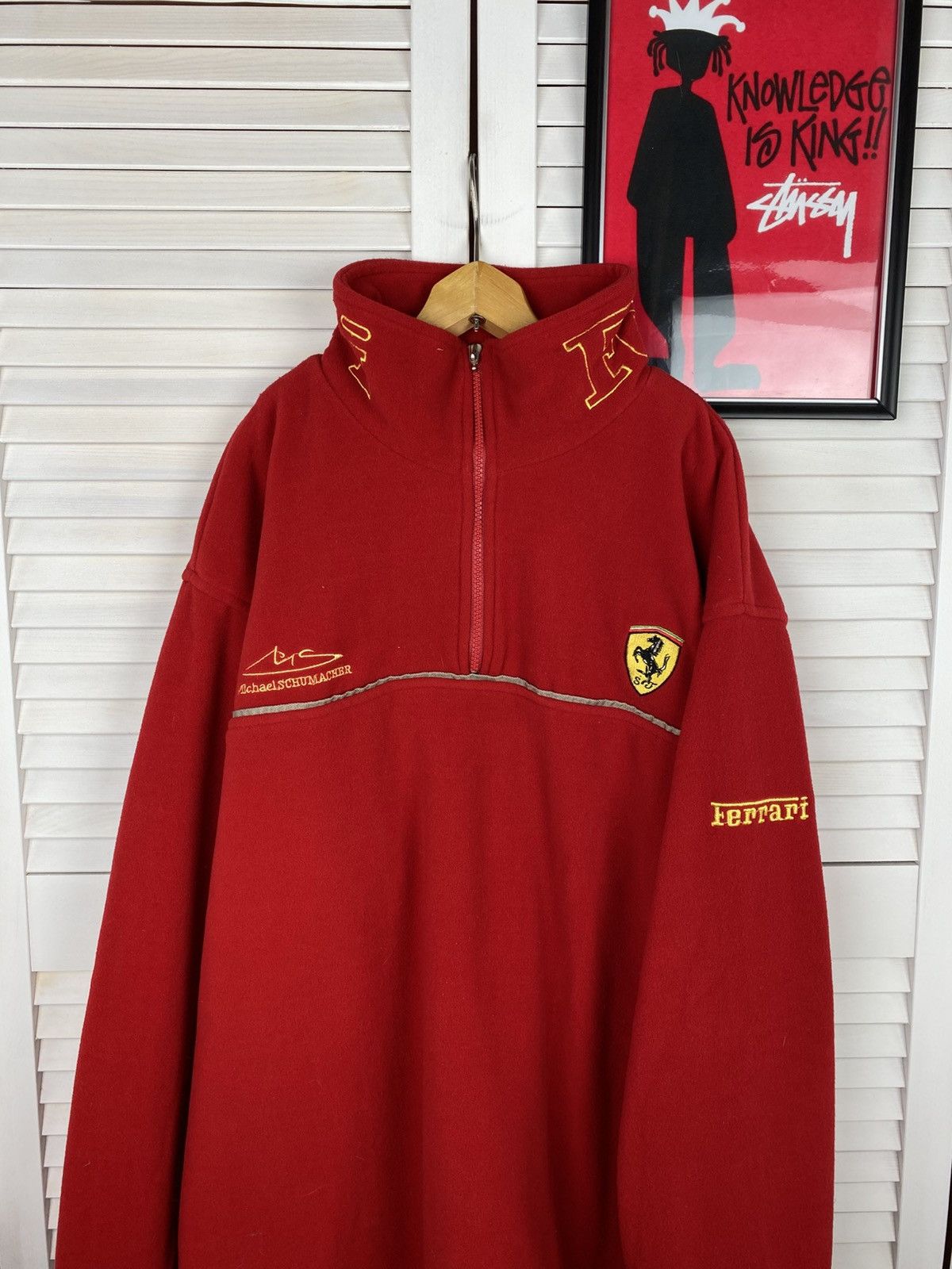 Ferrari Vintage 90s Fleece Jacket Zip Up 1/4 Ferrari Racing F1 Car Size US XL / EU 56 / 4 - 2 Thumbnail