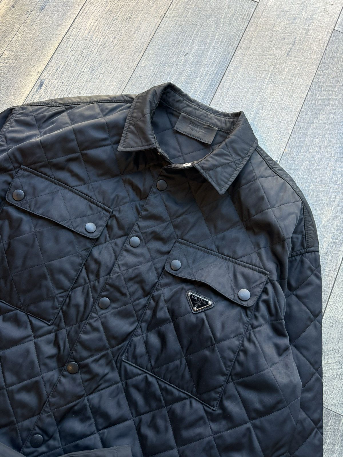 Prada Prada Re-Nylon Black Quilted Snap Jacket - Large Size US L / EU 52-54 / 3 - 3 Thumbnail