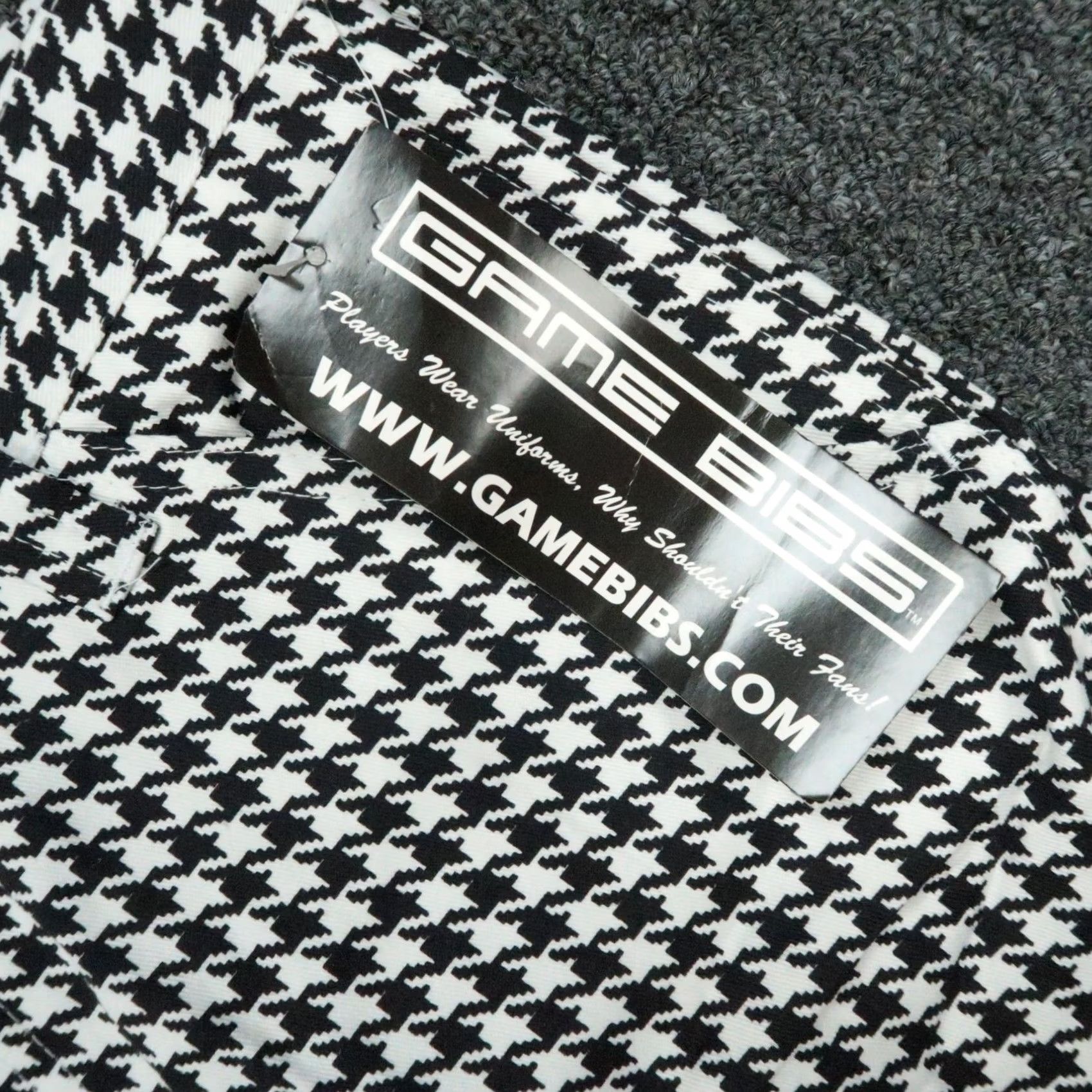 Vintage Game Bibs Shorts Mens 32 Black Houndstooth Cargo Fan Wear Tailgate Cargo Han﻿ds Mens Size US 32 / EU 48 - 2 Thumbnail