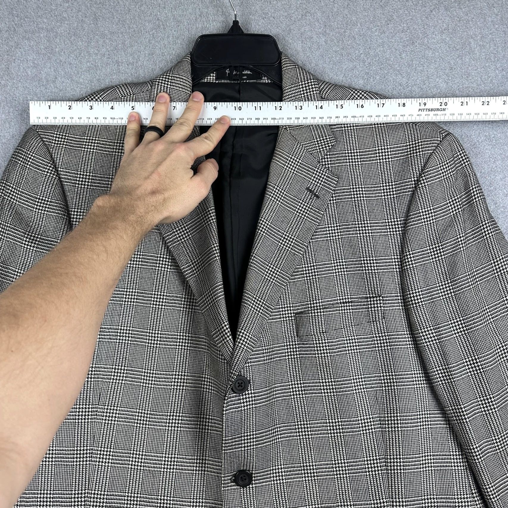 Nordstrom VINTAGE John W. Nordstrom Loro Piana Blazer Mens 48R Gray Plaid Cashmere 3 Button Coat Size 48R - 2 Thumbnail