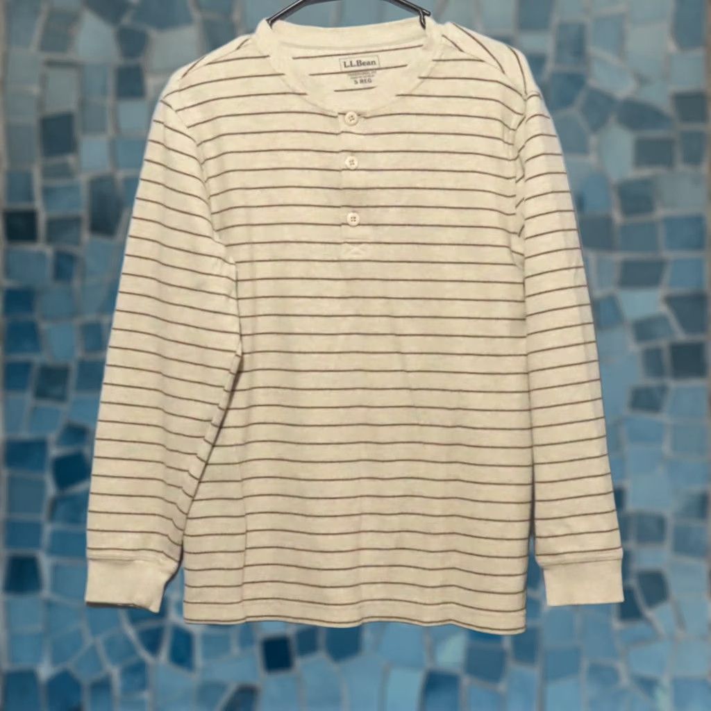 Vintage VINTAGE LL Bean Men's Small Regular Waffle Henley Long Sleeve Brown Striped Cream Shirt Size US S / EU 44-46 / 1 - 1 Thumbnail