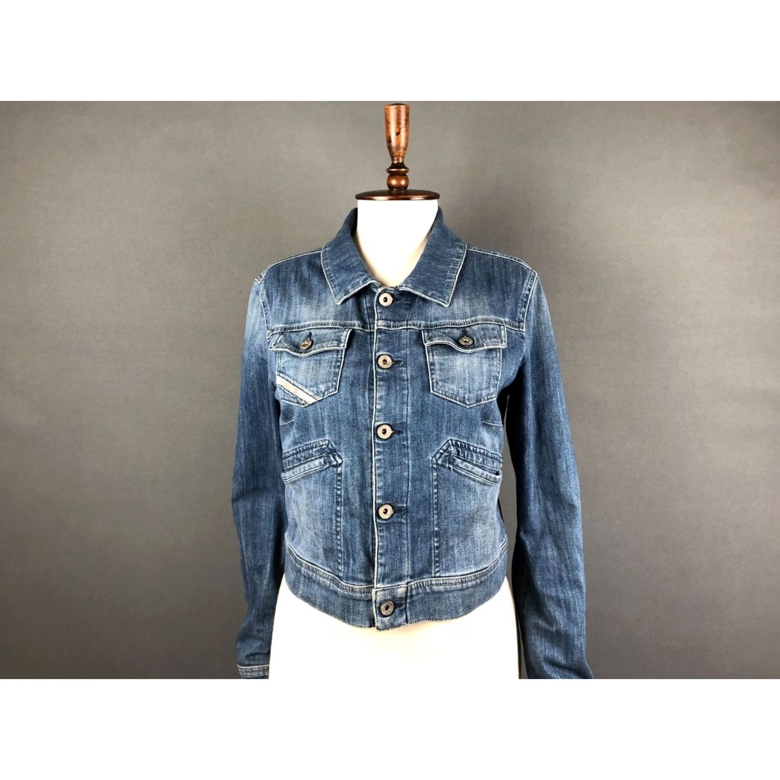 Diesel Diesel Jacket Blue Denim Women's M Casual Long Sleeve Button Front Patch Logo Size M / US 6-8 / IT 42-44 - 4 Thumbnail