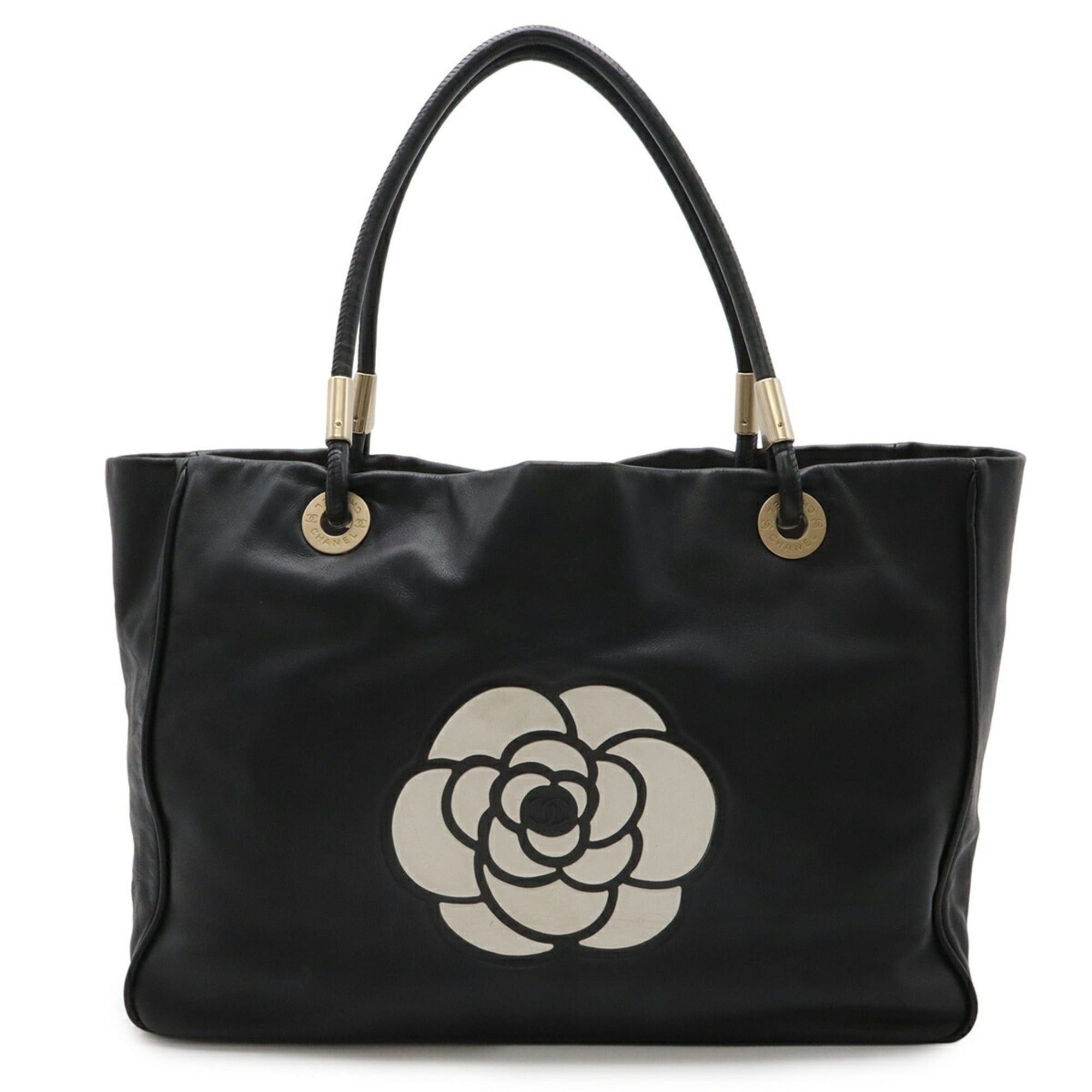 Chanel CHANEL Camellia Tote Bag, Large Shoulder Leather, Black Size ONE SIZE - 1 Thumbnail