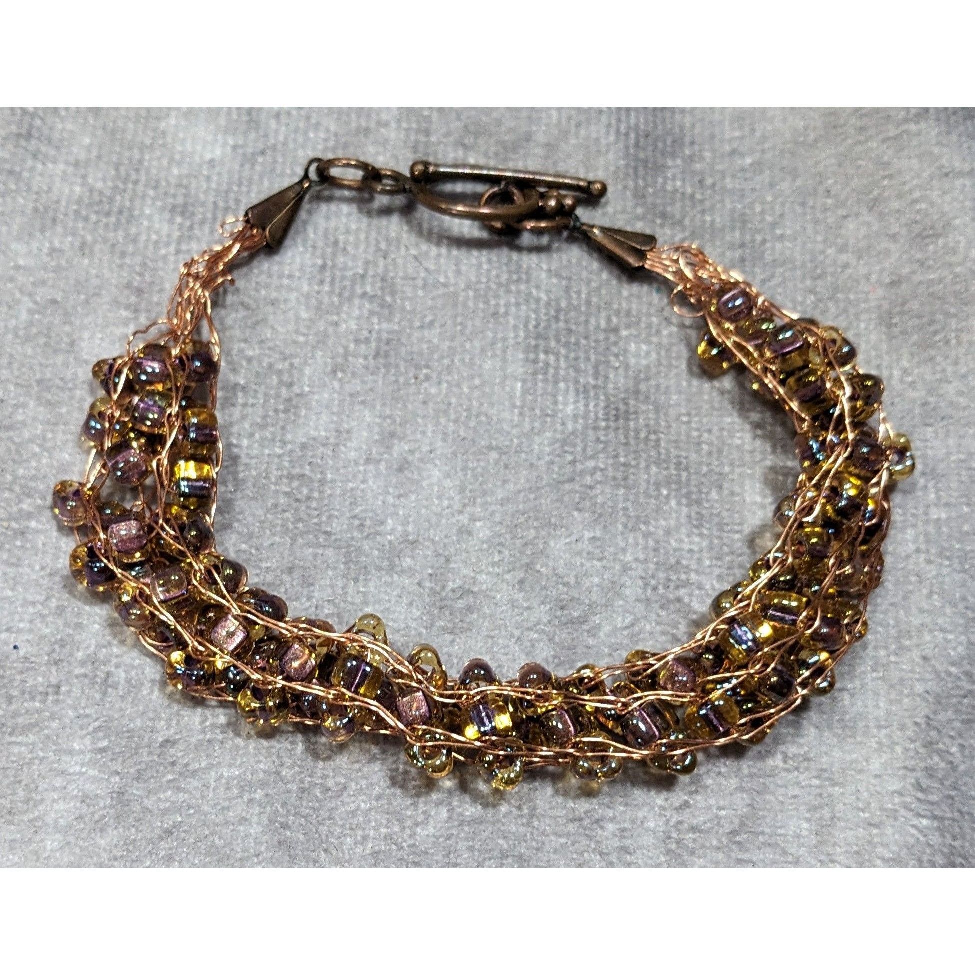 Handmade Handmade Whimsical Copper Wire And Glass Beaded Bracelet Size ONE SIZE - 4 Thumbnail