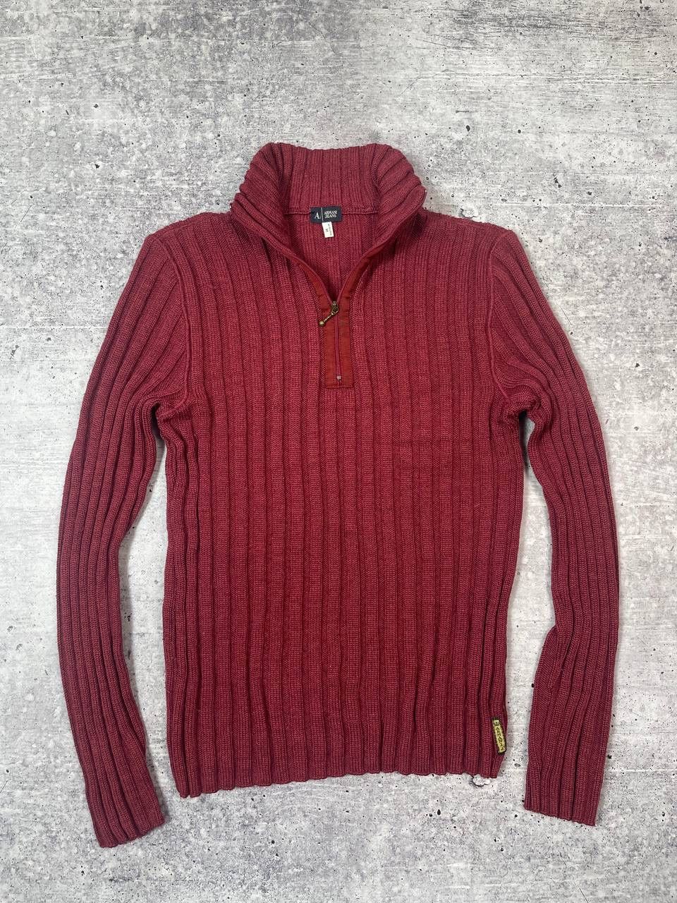Armani Vintage Armani Jeans Half Zip Knitted Wool Sweater Y2K Size US M / EU 48-50 / 2 - 1 Thumbnail